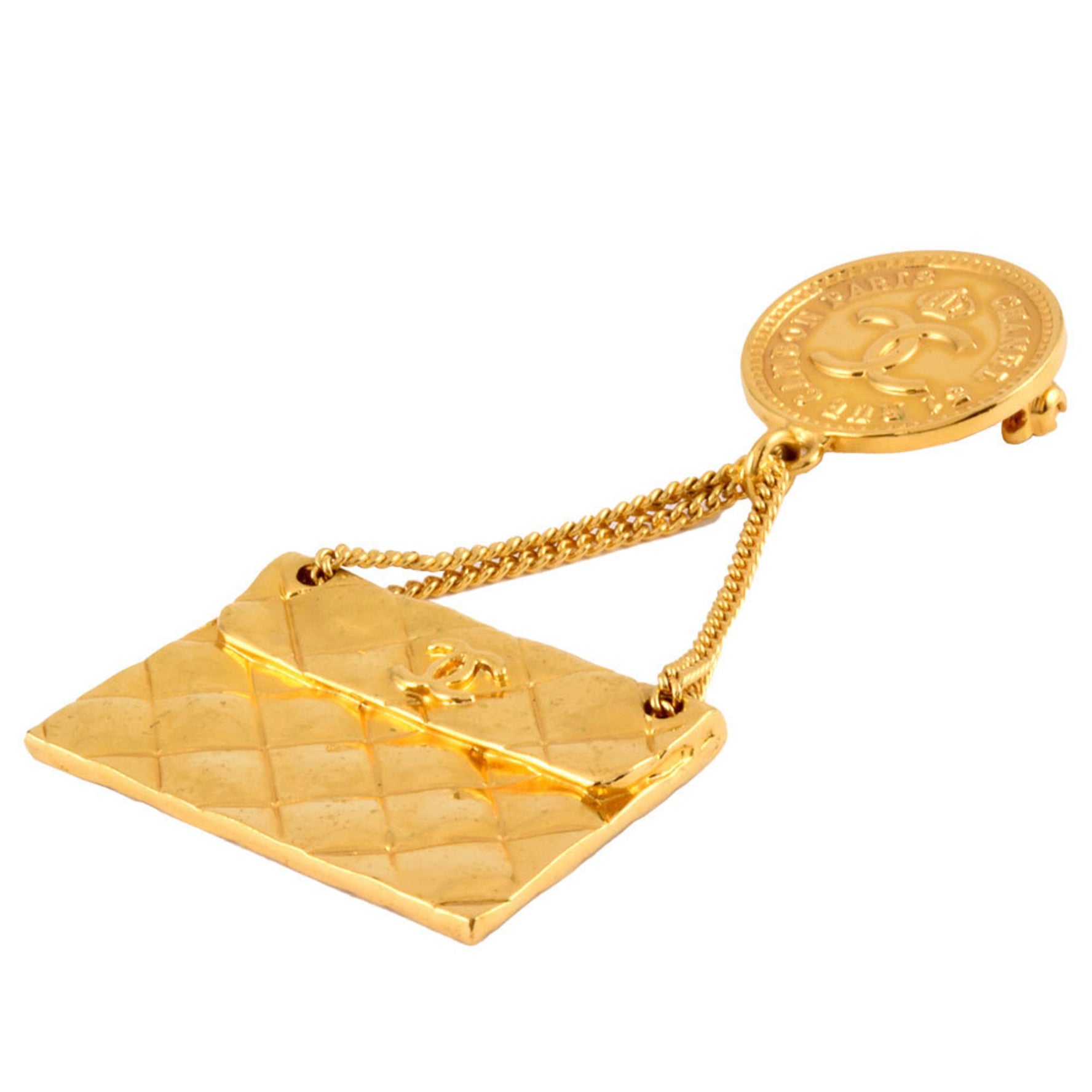 CHANEL Coco Mark Matelasse Cambon Brooch Metal GP Swing