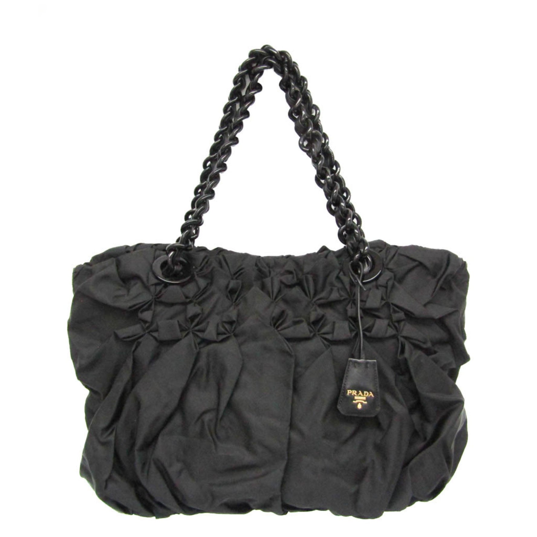 Prada Ruffled Chain Shoulder Bag Nylon,Plastic Shoulder Bag,Tote Bag