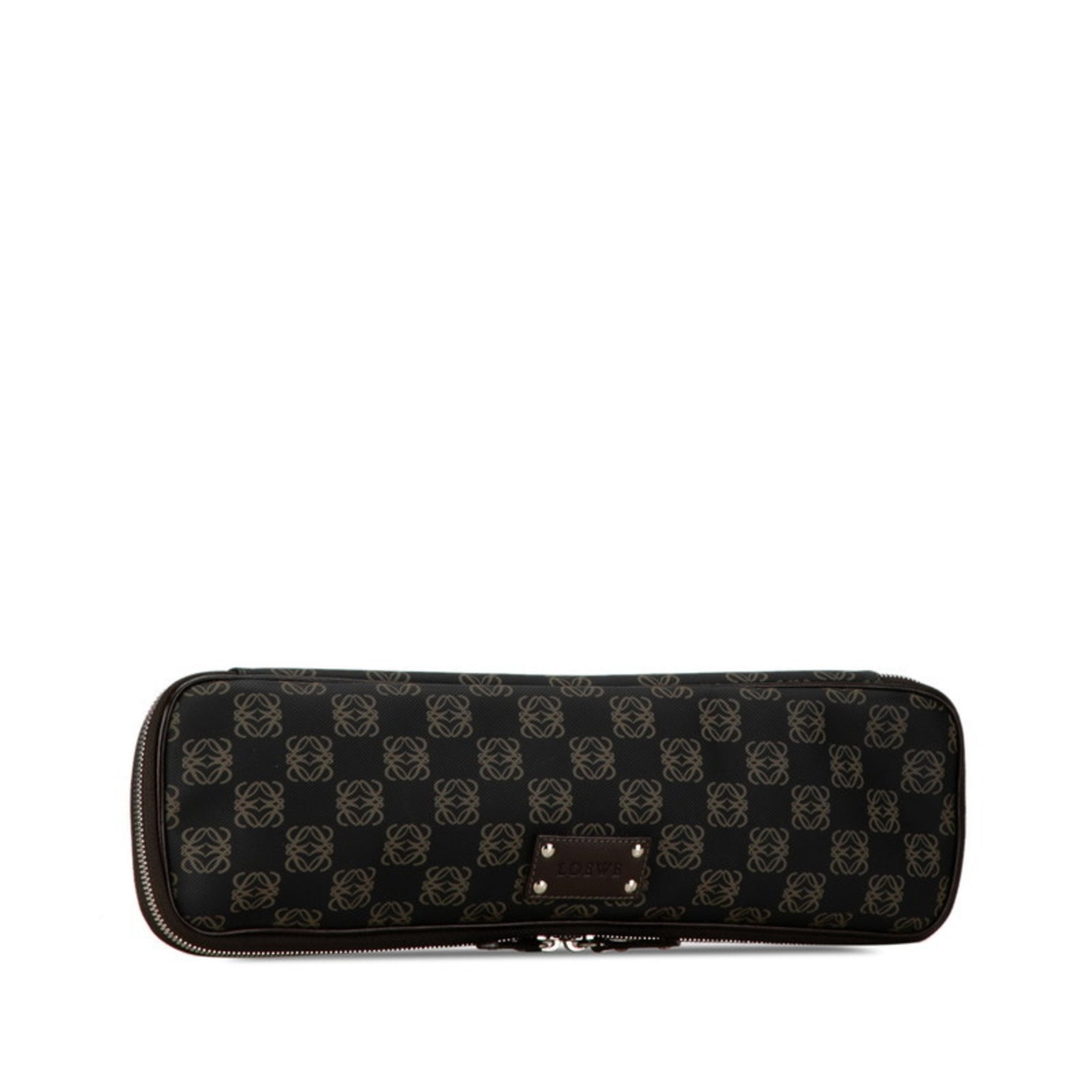 LOEWE Anagram Clutch Bag Second Black Brown PVC Leather