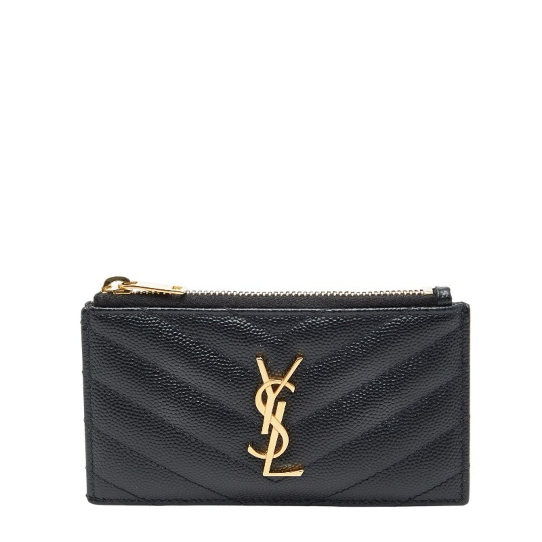 Saint Laurent Monogram Matelassé Fragment Case, Business Card Leather, SAINT LAURENT