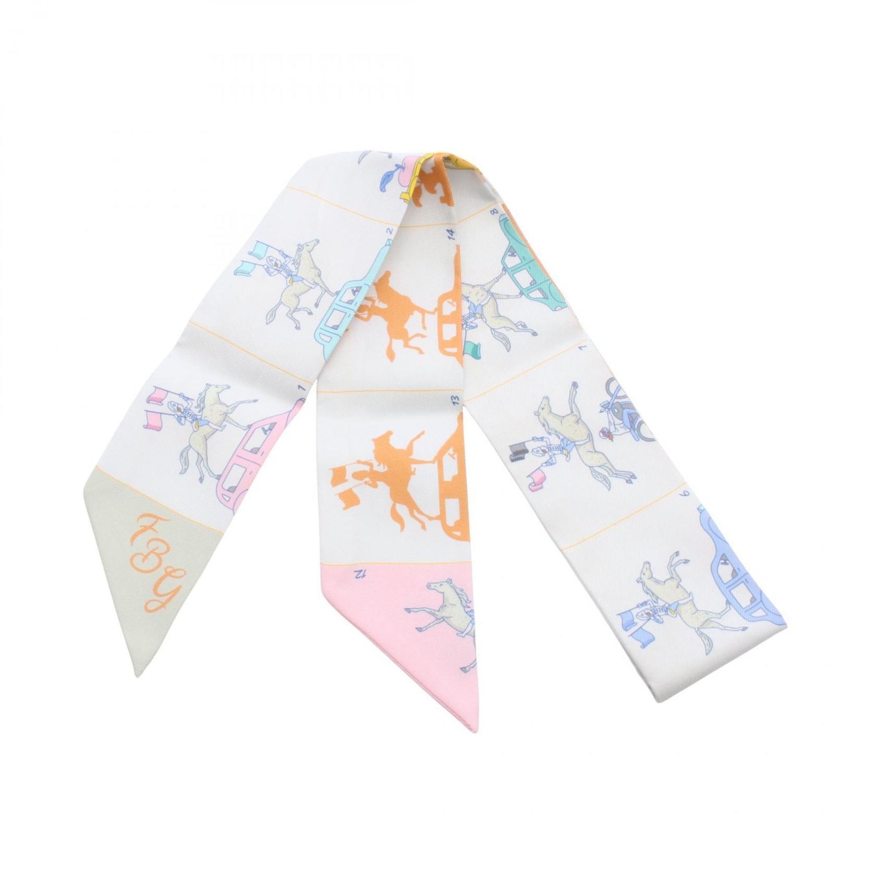 Hermes Hermès PARADE Twilly Silk Scarf in Gray and Multicolor