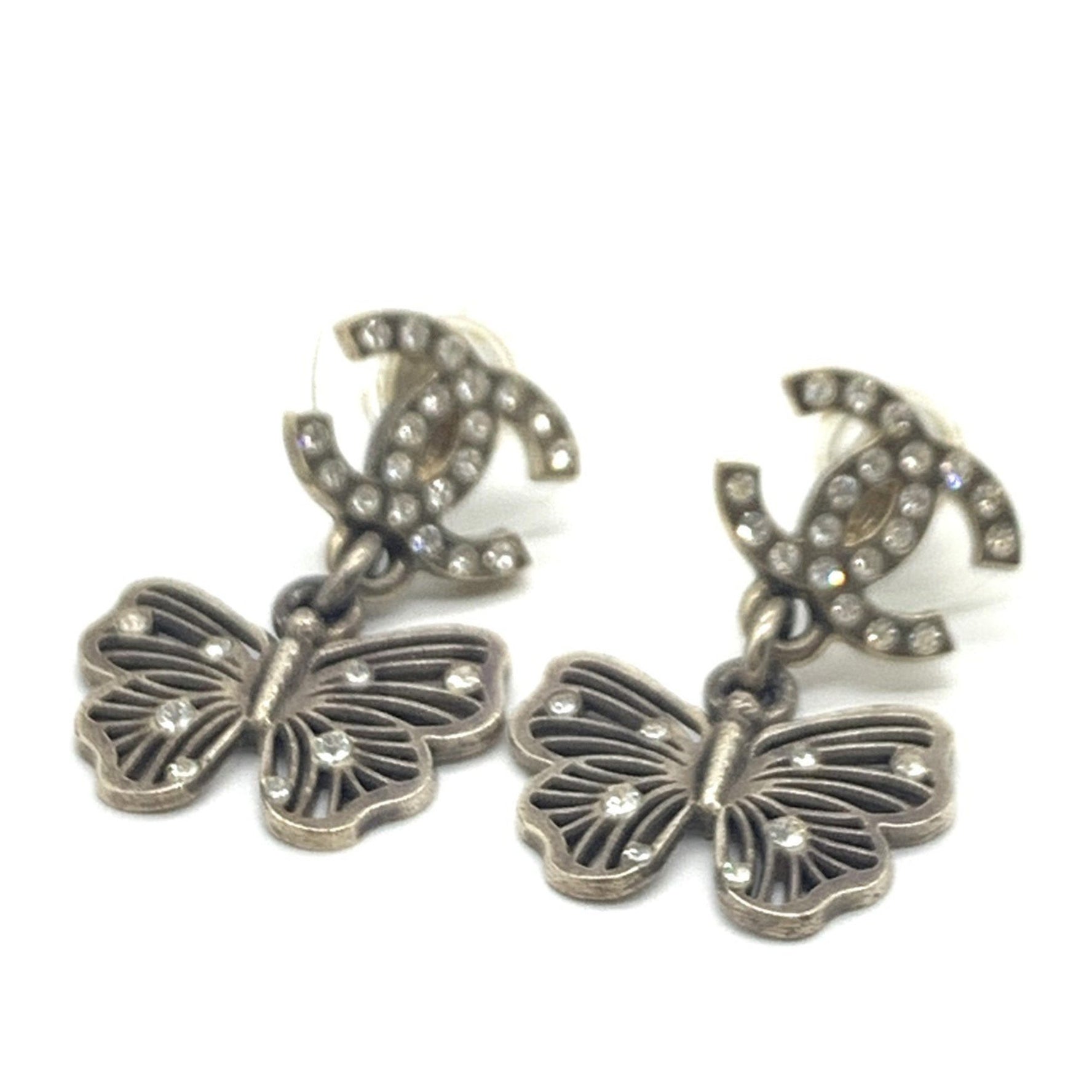 Chanel Earrings, Coco Mark, Rhinestone, Butterfly