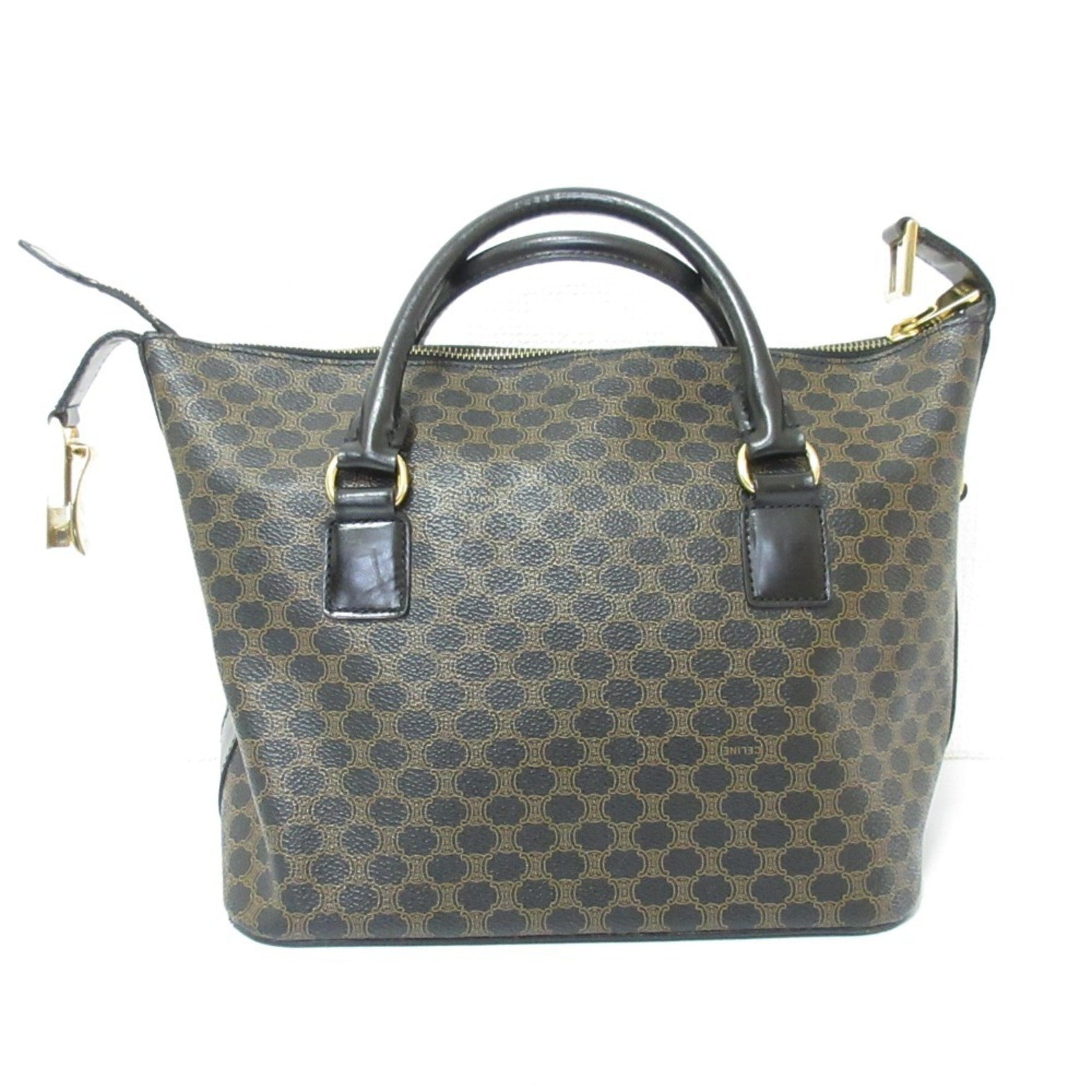 CELINE Vintage Macadam Handbag Black Brown