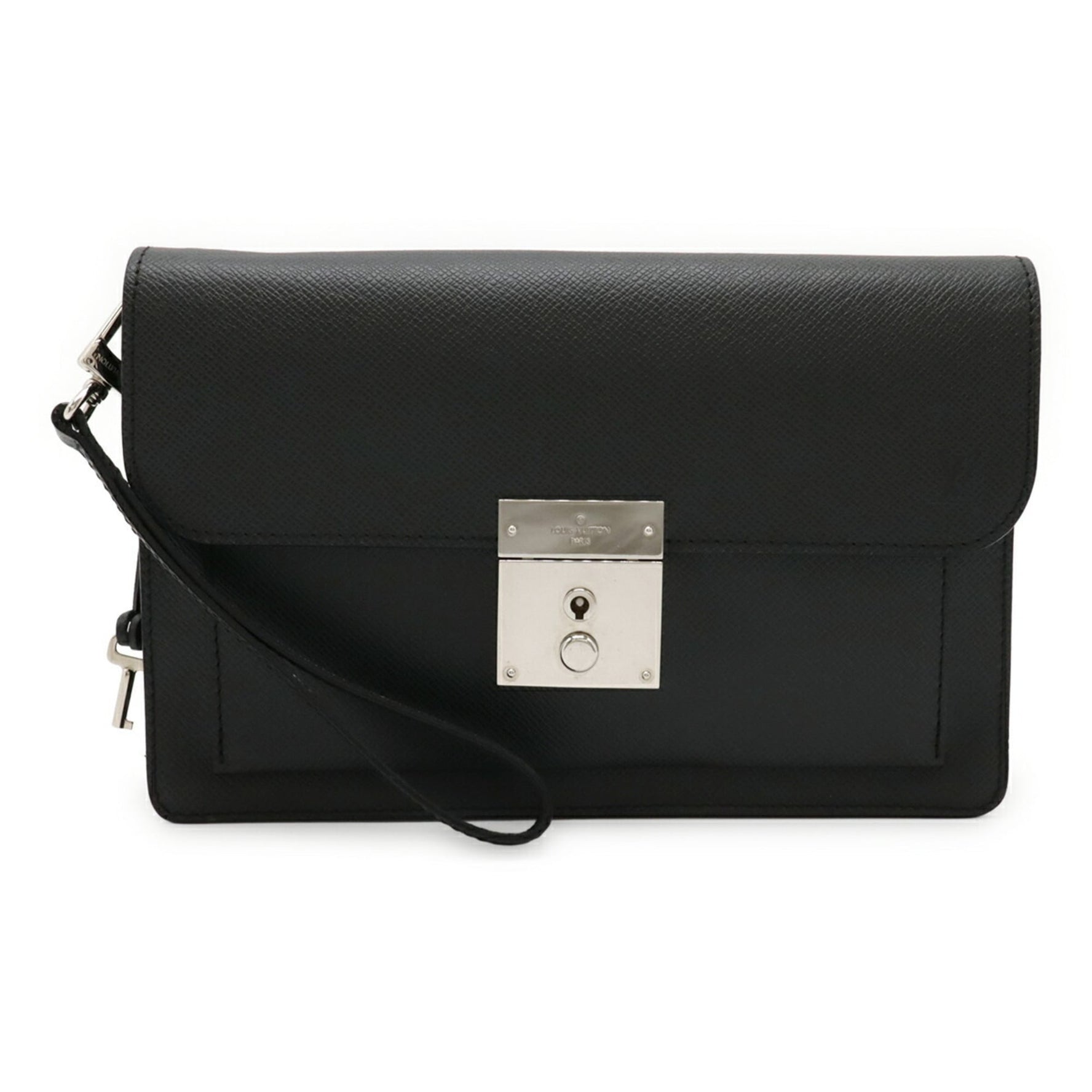 LOUIS VUITTON Taiga Neo Bellaiya Second Bag/Clutch Bag in Black Leather Ardoise