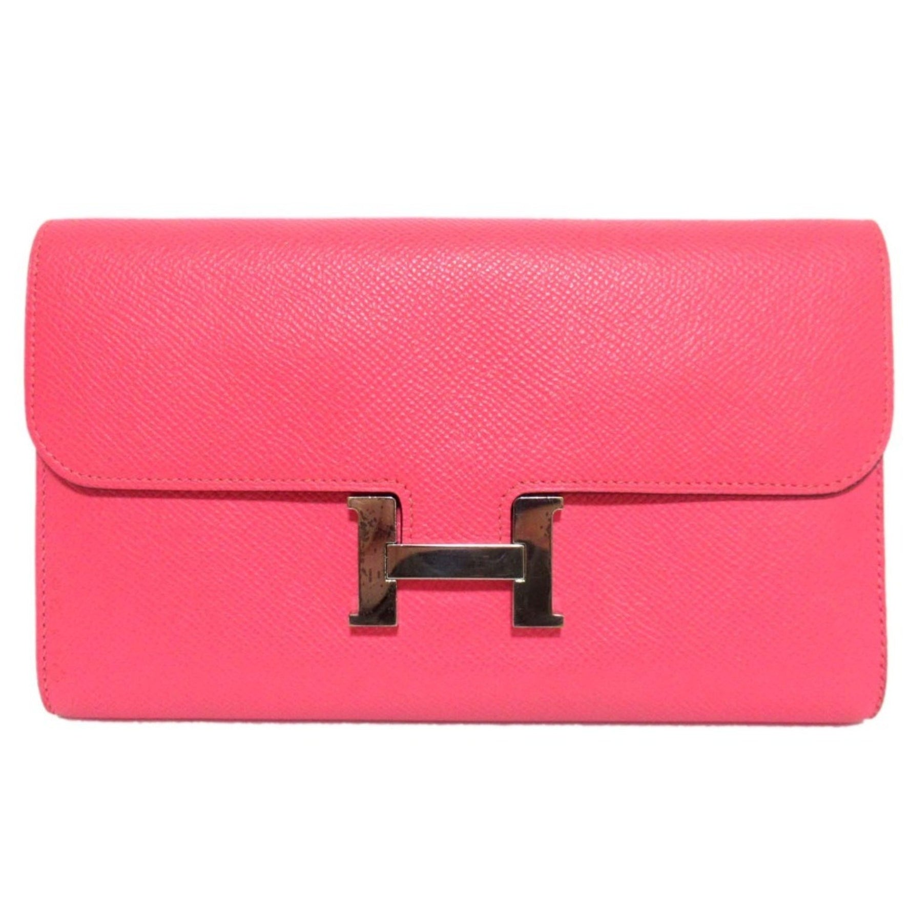 HERMES Epsom Constance Long Wallet A Stamped Rose Azalee Silver Hardware