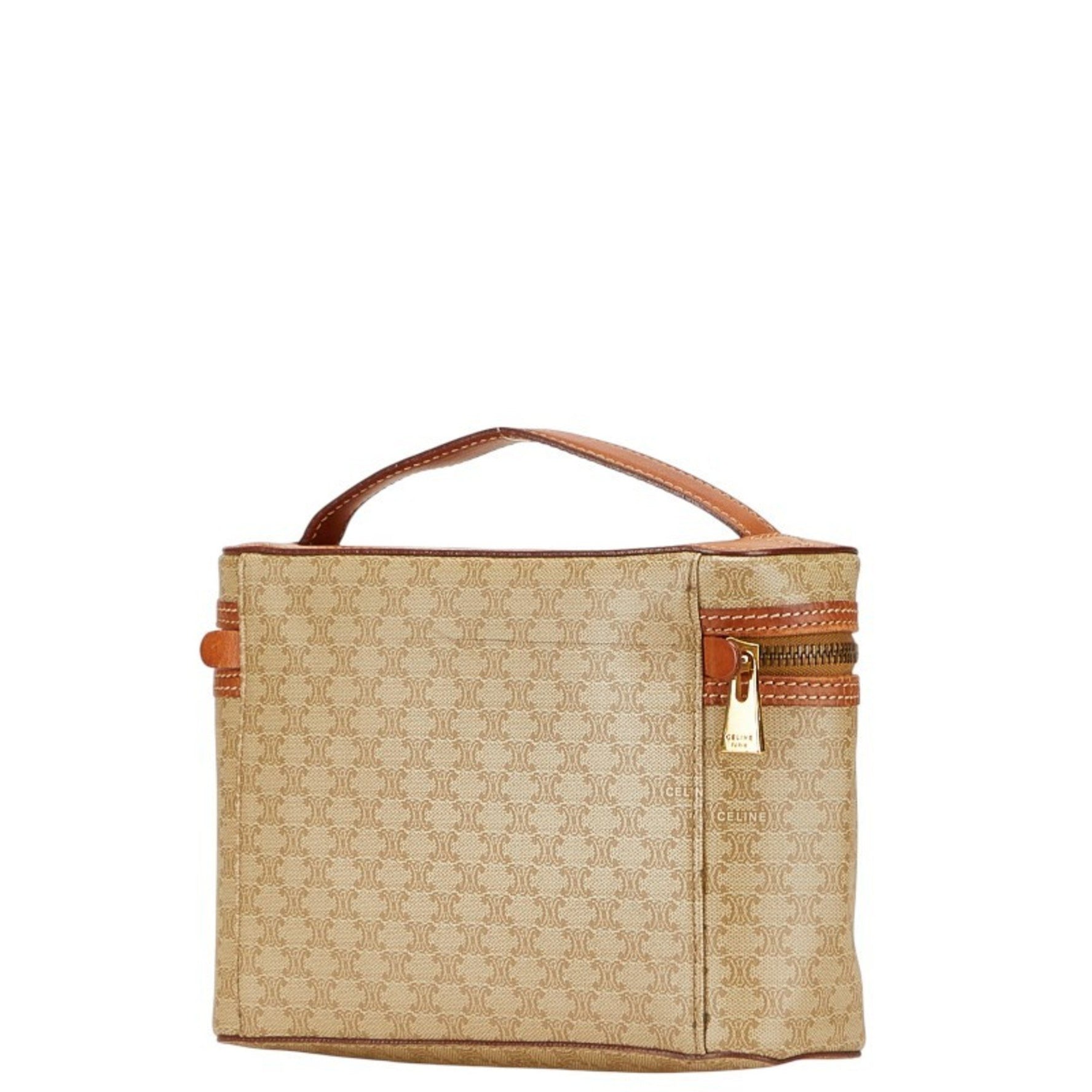 Celine Macadam Vanity Bag in Beige and Brown Leather
