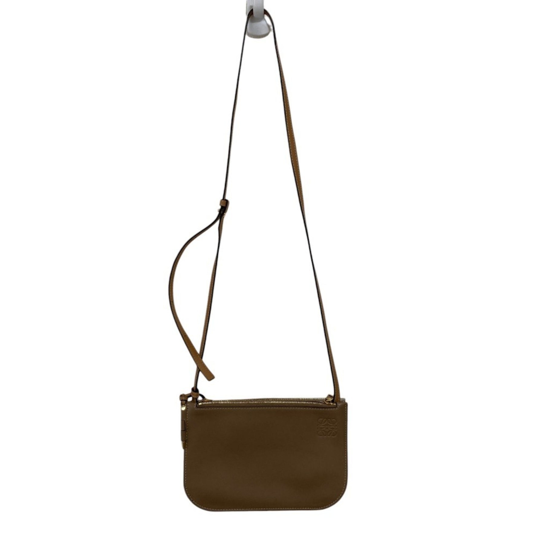 LOEWE Gate Double Zip Pouch Shoulder Bag Brown