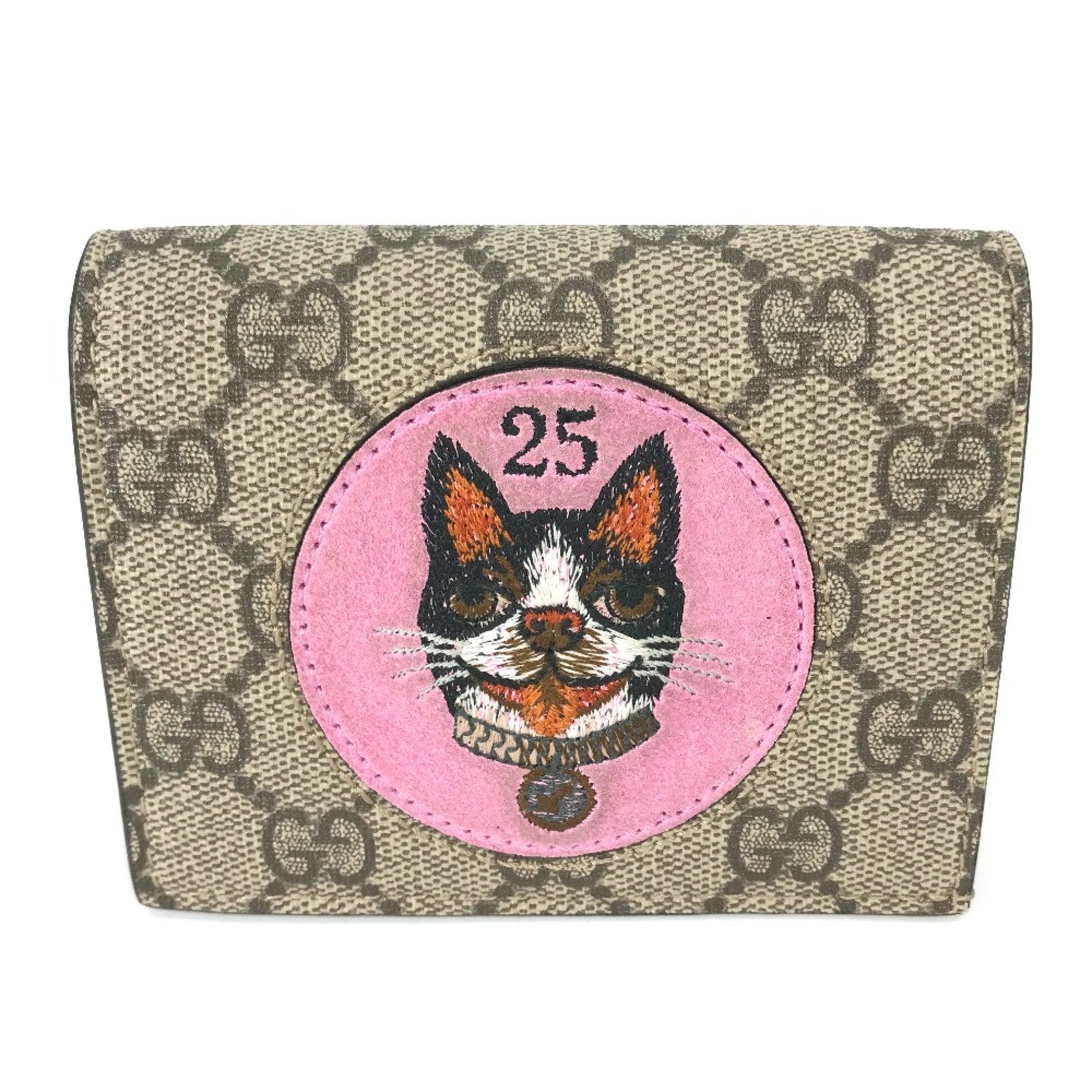 Gucci GG Supreme Compact wallet Folded wallet x Pink