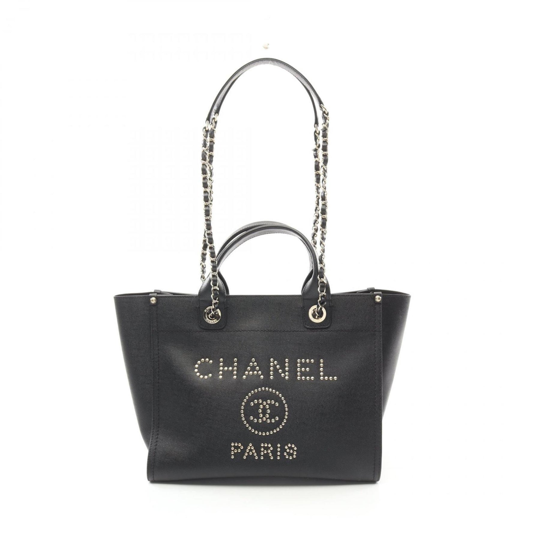 CHANEL Deauville Tote Bag Leather Grained Calfskin
