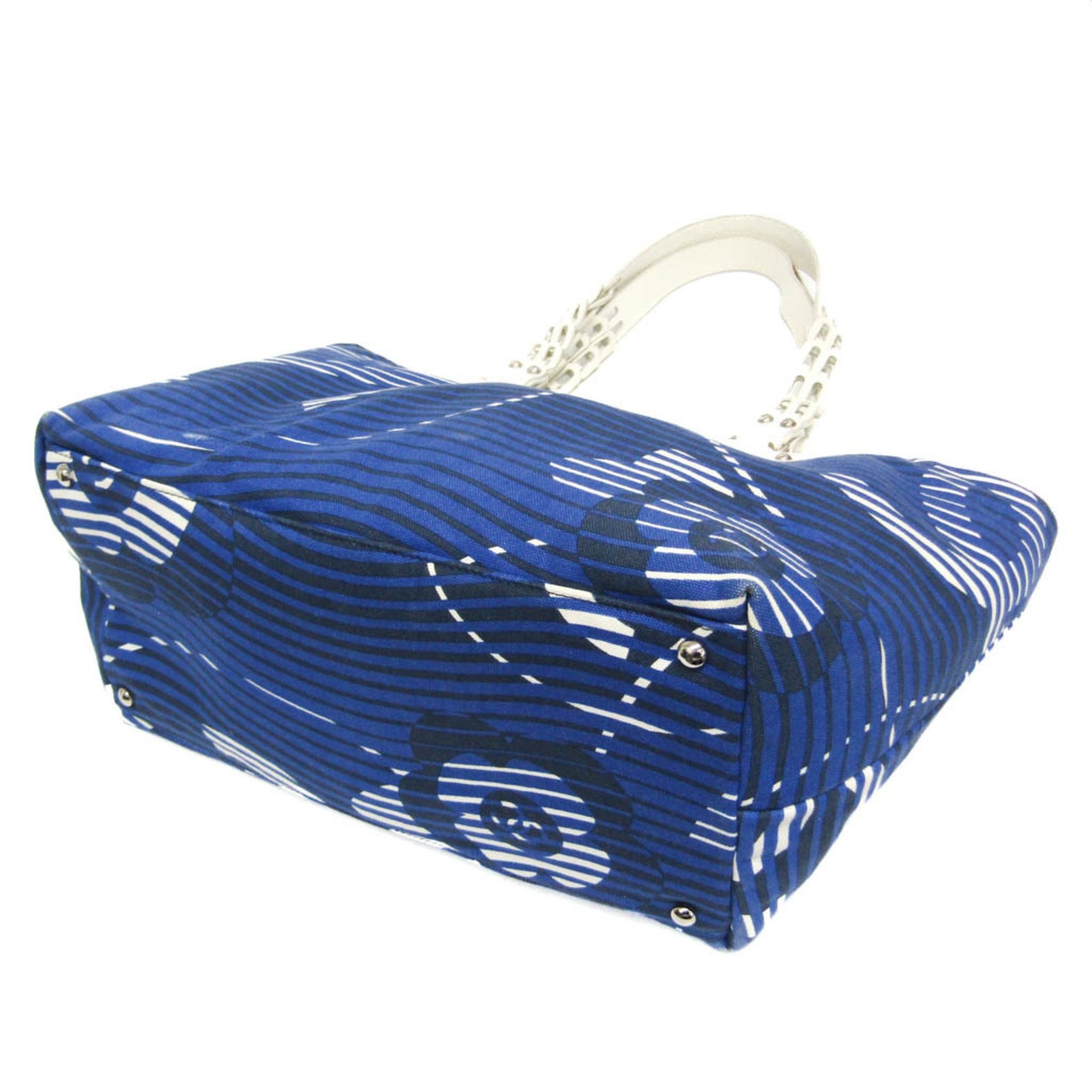 Chanel Cruise Lines Canvas,Leather Tote Bag Blue,White