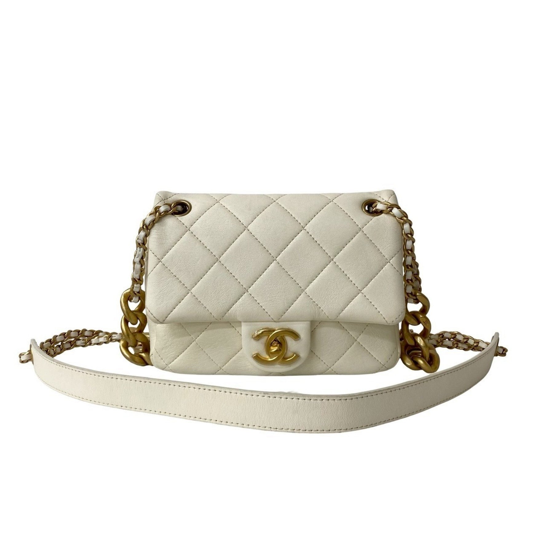 CHANEL Matelasse Coco Lambskin Leather Mini Shoulder Bag with Chain