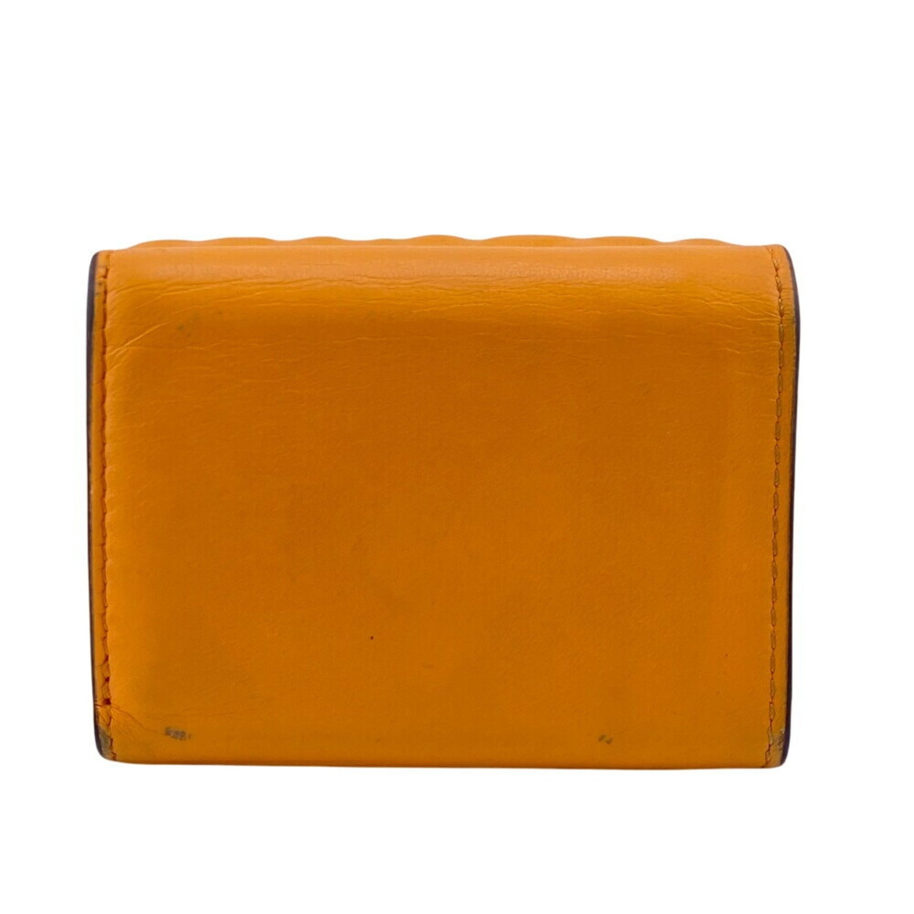 FENDI Bucket Micro Embossed FF Tri-fold Wallet in Orange