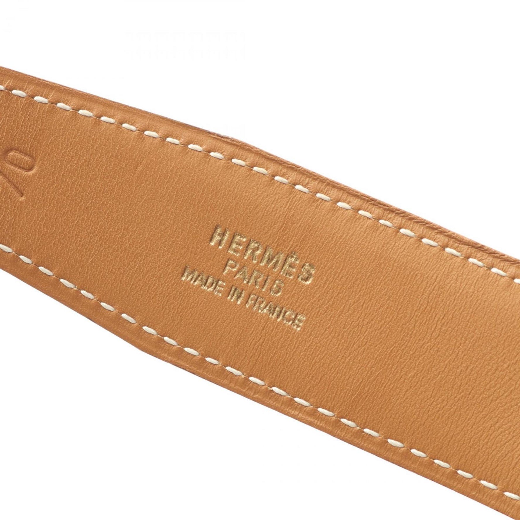 Hermes Hermès Constance H Belt, Leather Ivory and Brown