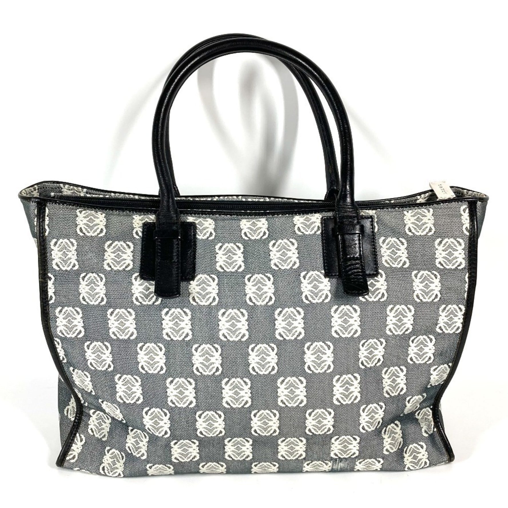 LOEWE Anagram All-Logo Document Bag Tote Briefcase Handbag Business Leather Canvas Men's Black