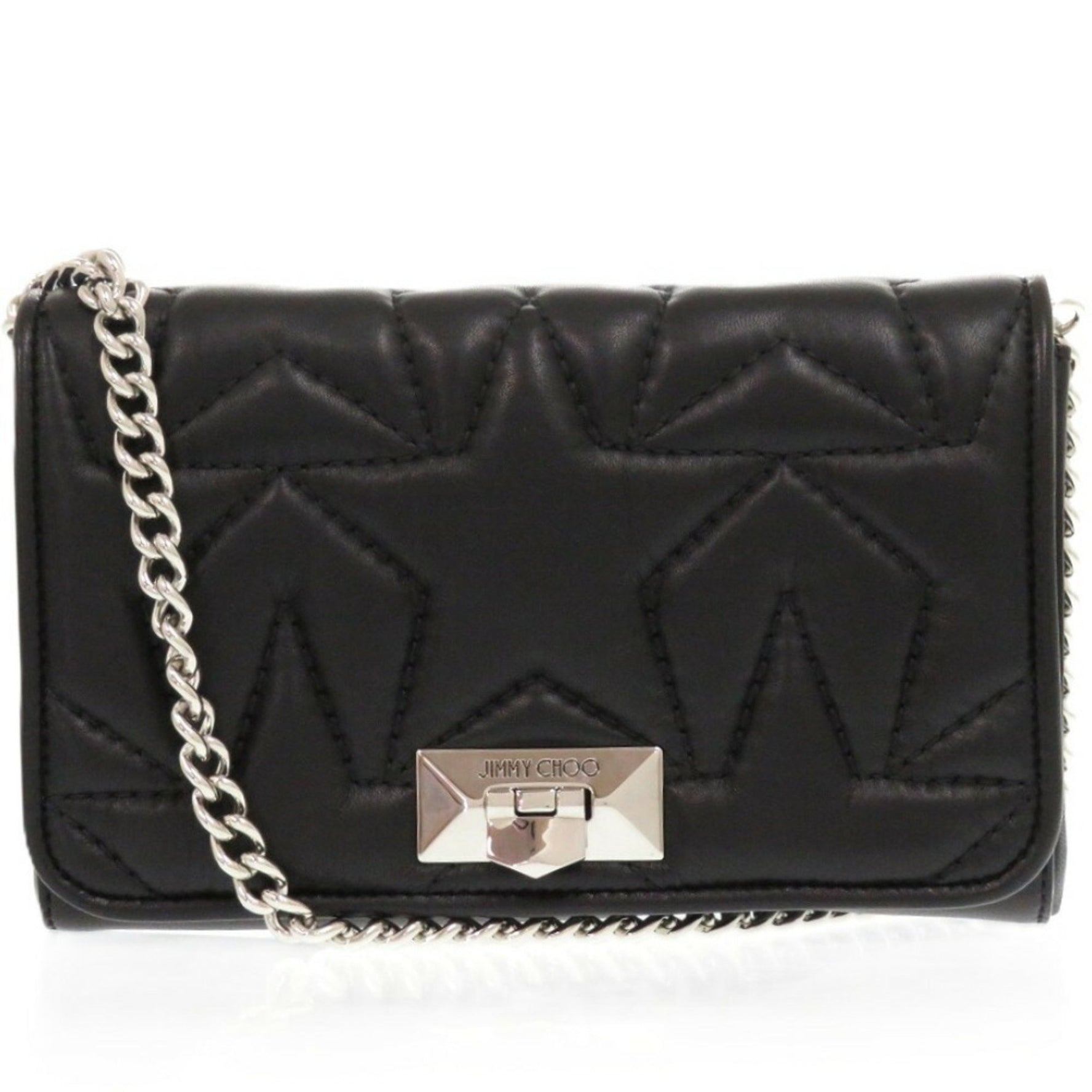 Jimmy Choo Like new Helia Star Clutch Bag in Leather (1280) with Chain Shoulder Clutch.