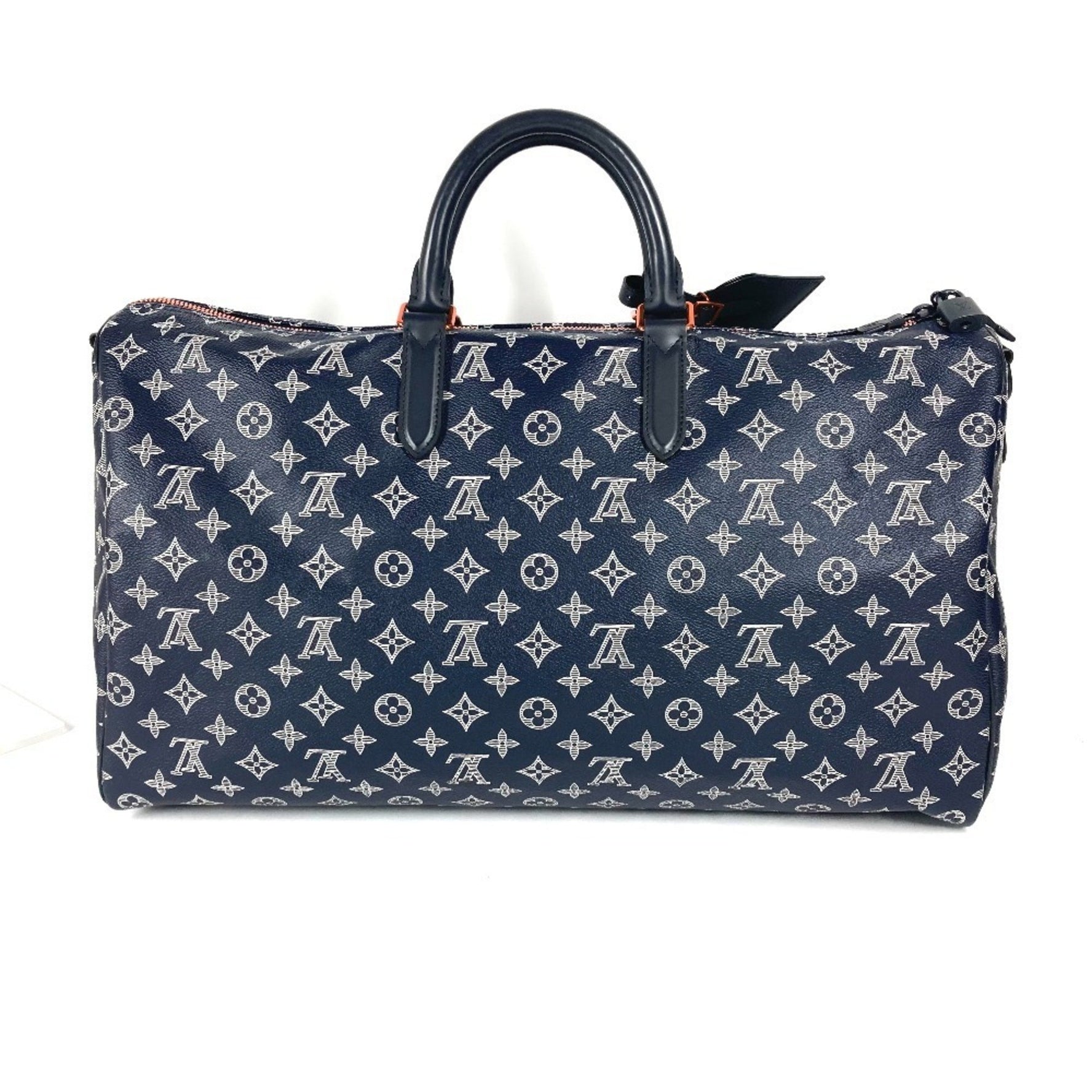 LOUIS VUITTON Monogram Ink Upside Down Keepall Bandouliere 50 Handbag, Travel Bag, Boston Canvas, Men's, Navy