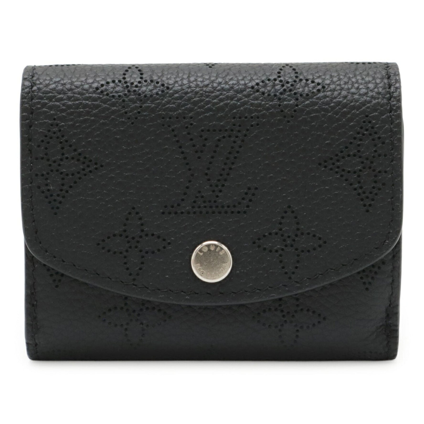 LOUIS VUITTON Monogram Mahina Portefeuille Iris XS Tri-fold Wallet in Black Leather (Noir)