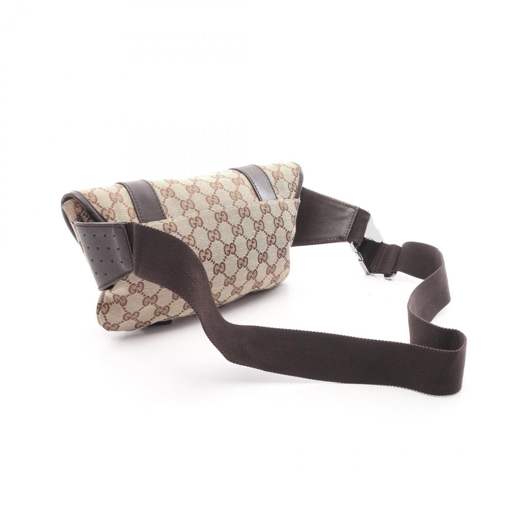Gucci GG Canvas Waist Bag, and Leather, Men's Beige Brown