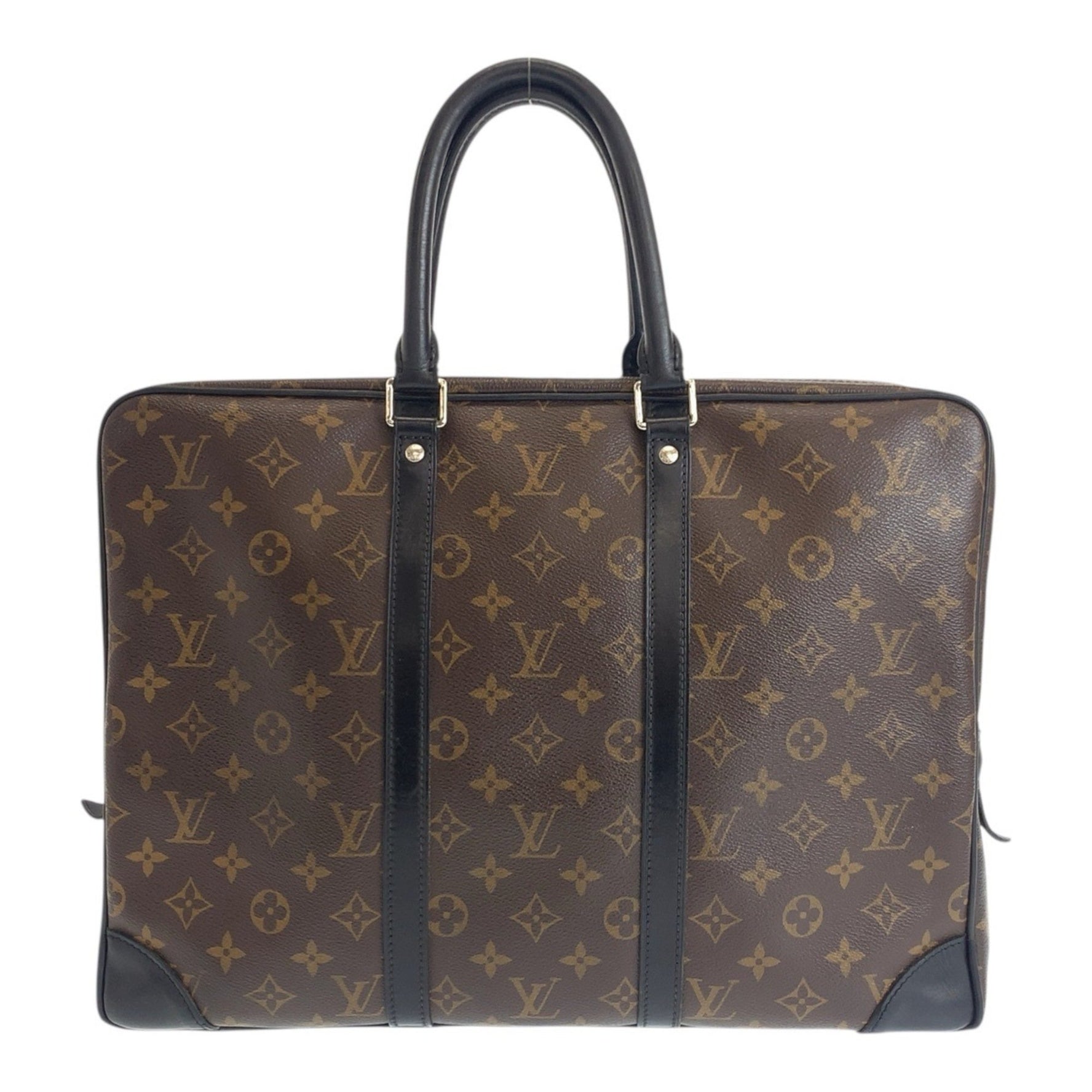 LOUIS VUITTON Monogram Macassar Voyage Business Briefcase, Brown/Black with Silver Hardware