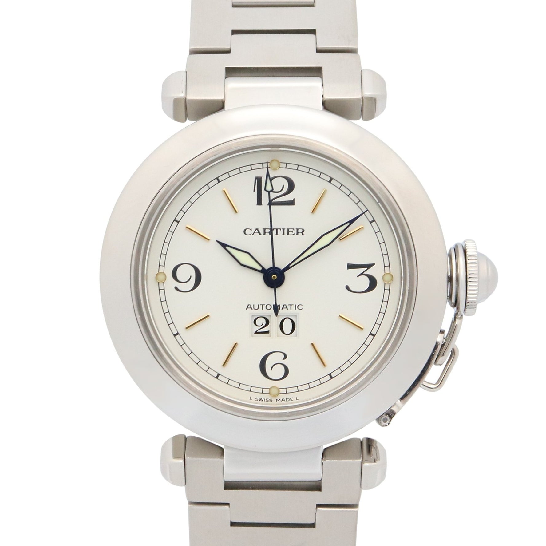 Cartier Pasha C Big Date Watch, Stainless Steel, White