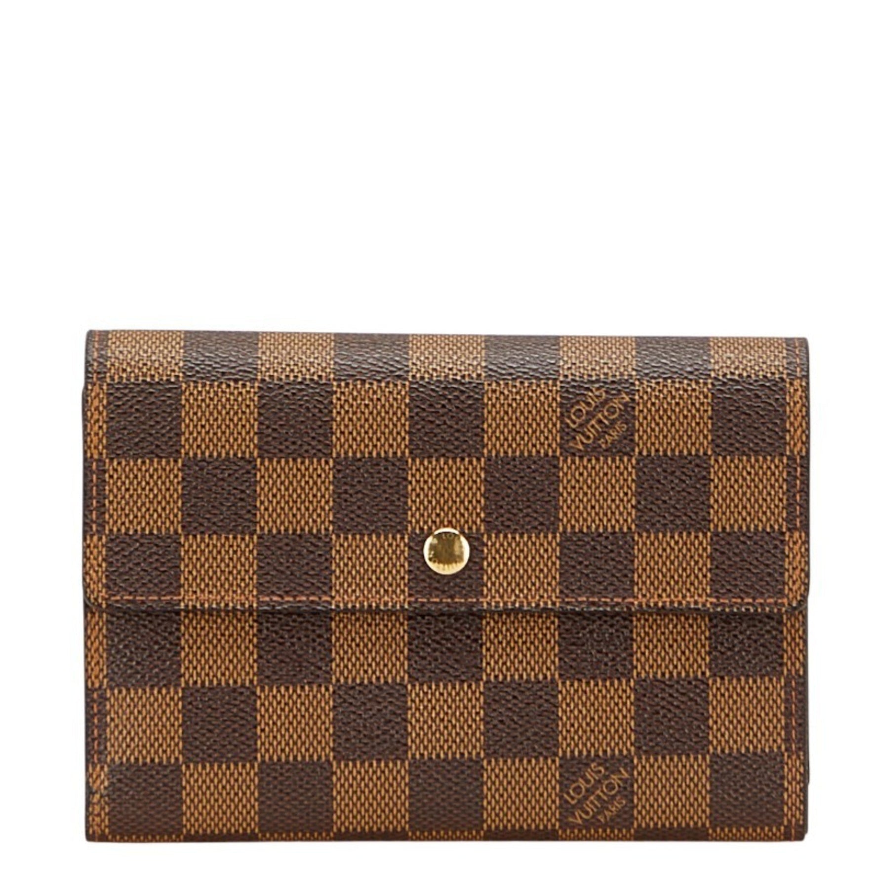 Louis Vuitton Damier Porte Tresor Etui Papier Tri-fold Wallet Leather LOUIS VUITTON