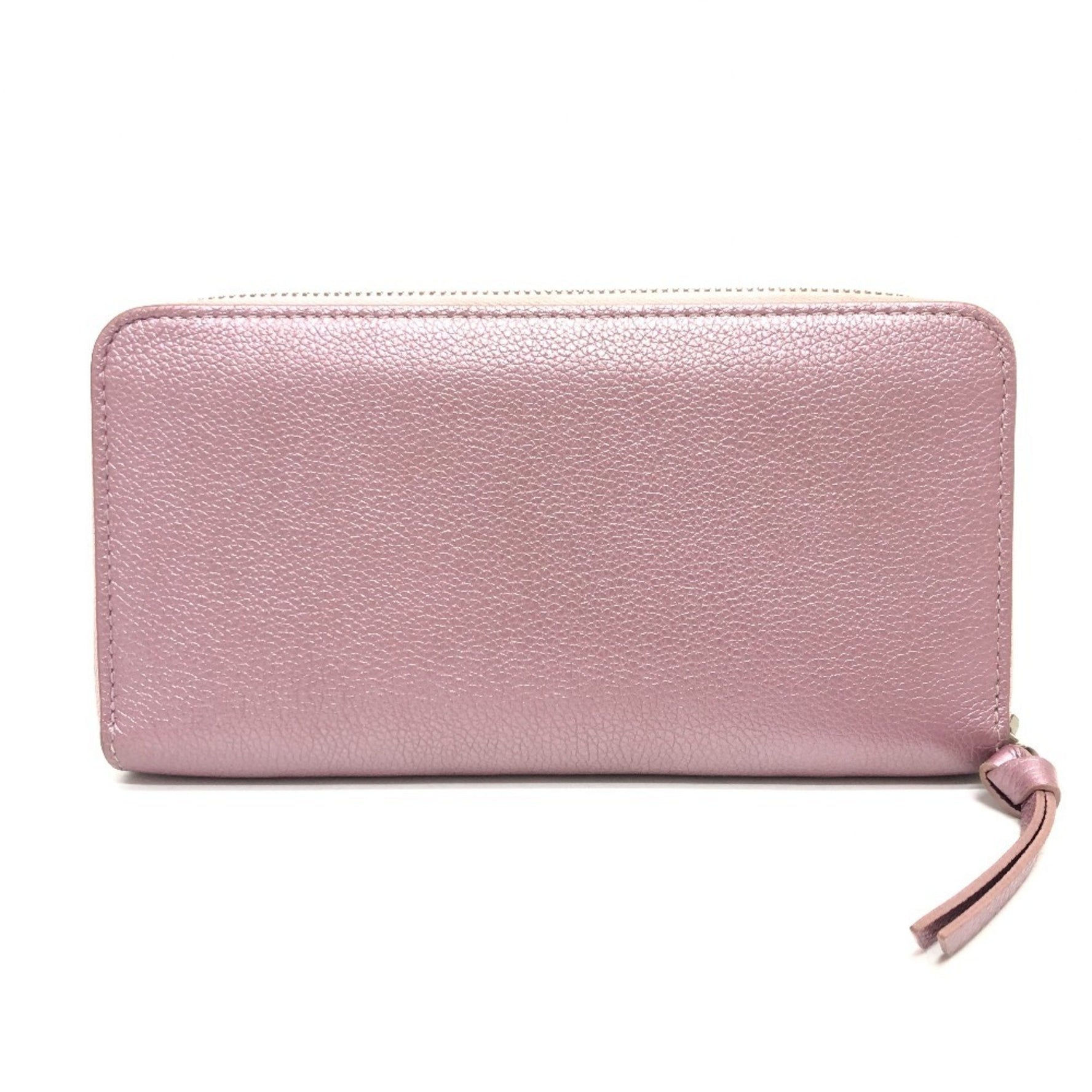 Louis Vuitton Zippy Lockme Wallet Round Zipper Long Leather Metallic Pink