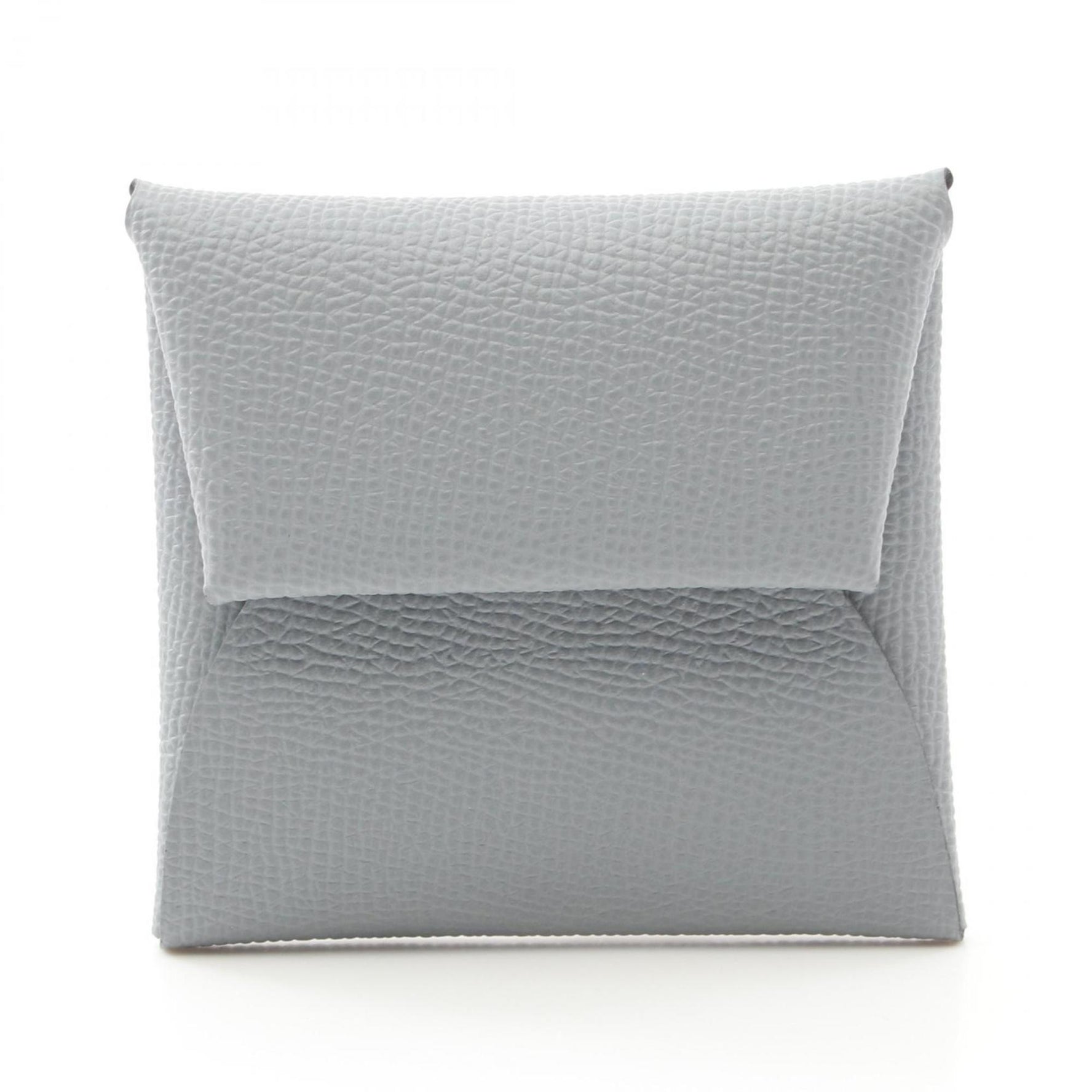 Hermes Bastia Wallet/Coin Case Wallet Leather Epsom Grey Green Pantan