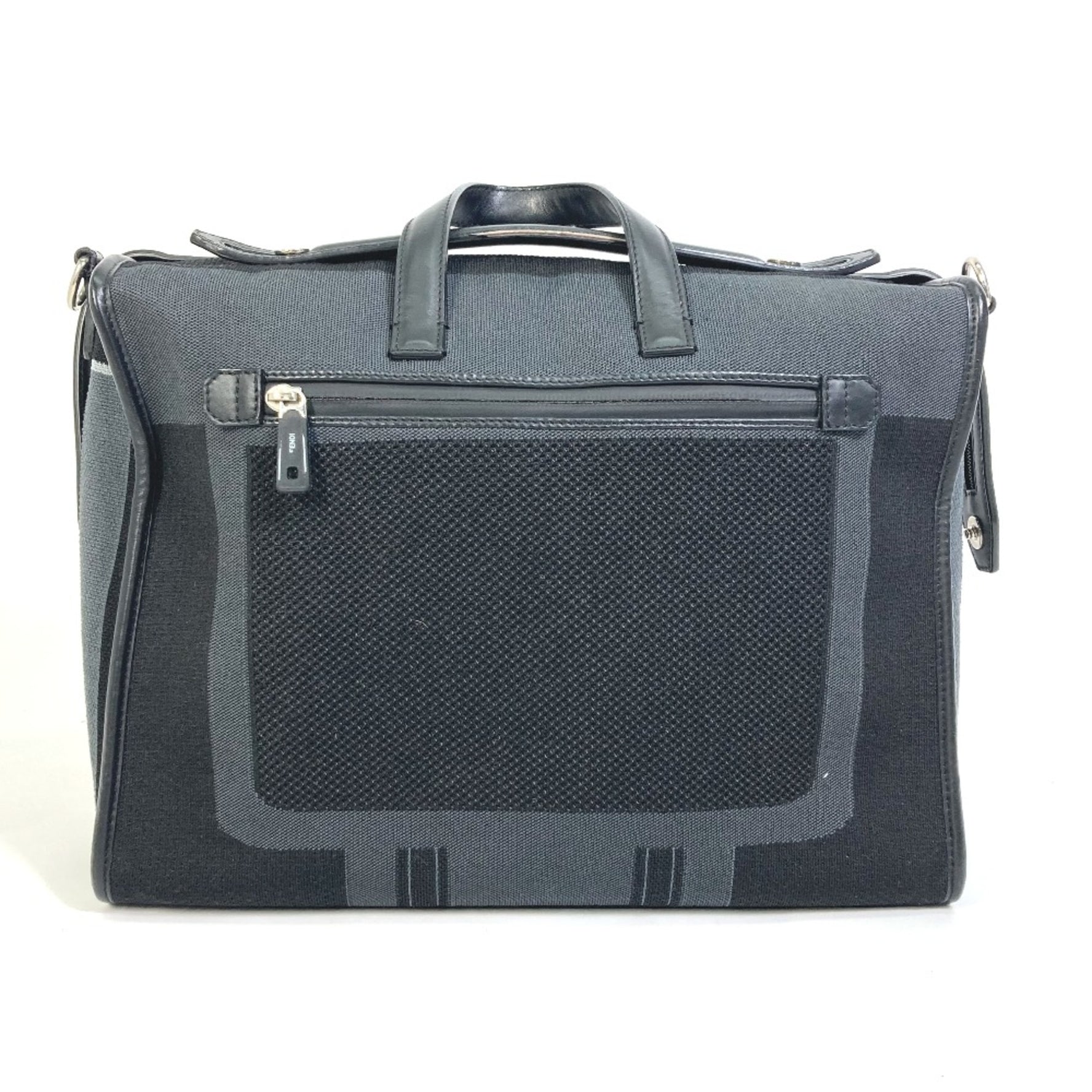 Fendi logo Bag Hand Bag Business bag /Gray