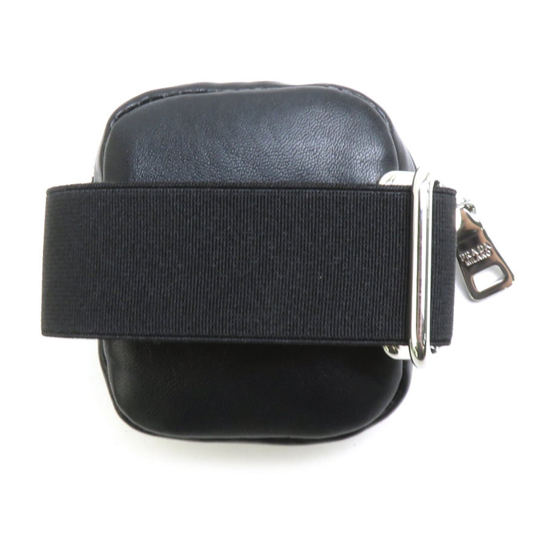 PRADA pouch arm leather rubber silver ladies