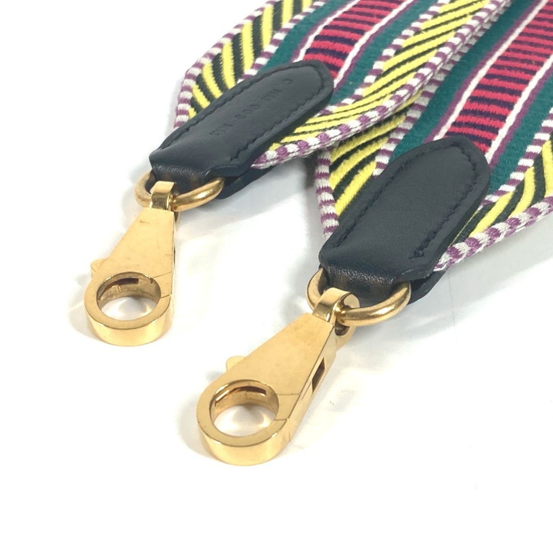 HERMES Sangle Caval Shoulder Strap Canvas Leather Multicolor