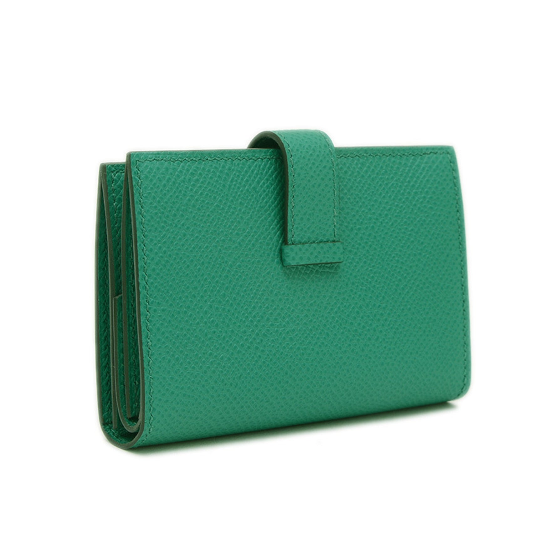 Hermes Bearn Mini Epson Vert Jade Wallet Silver Hardware B Stamp