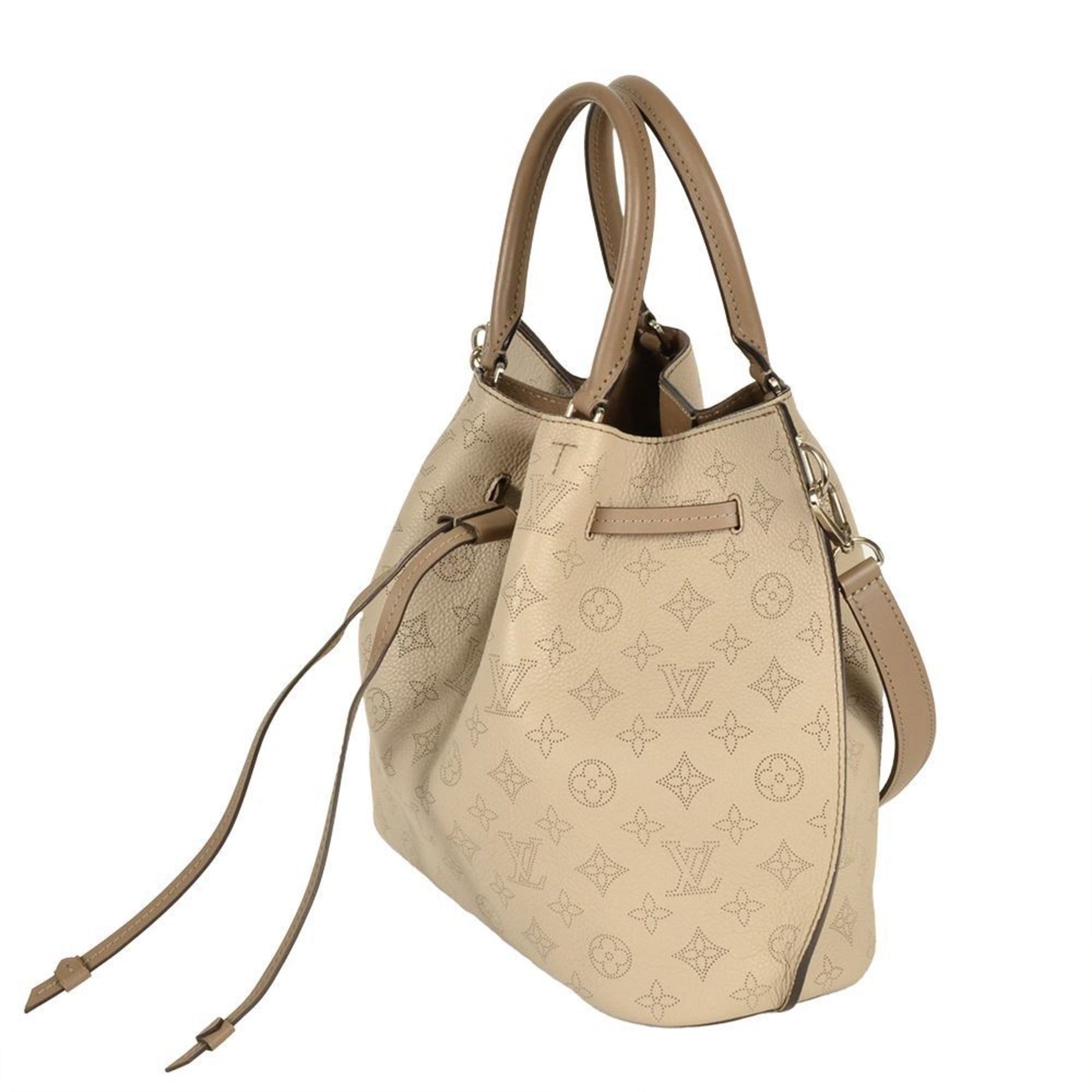Louis Vuitton Girolata Handbag Monogram Mahina Galle with Shoulder Strap Greige