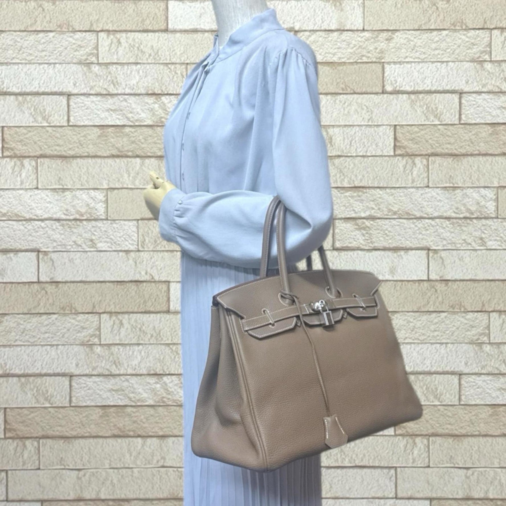 Hermes Birkin 35 handbag, Togo beige, women's, HERMES