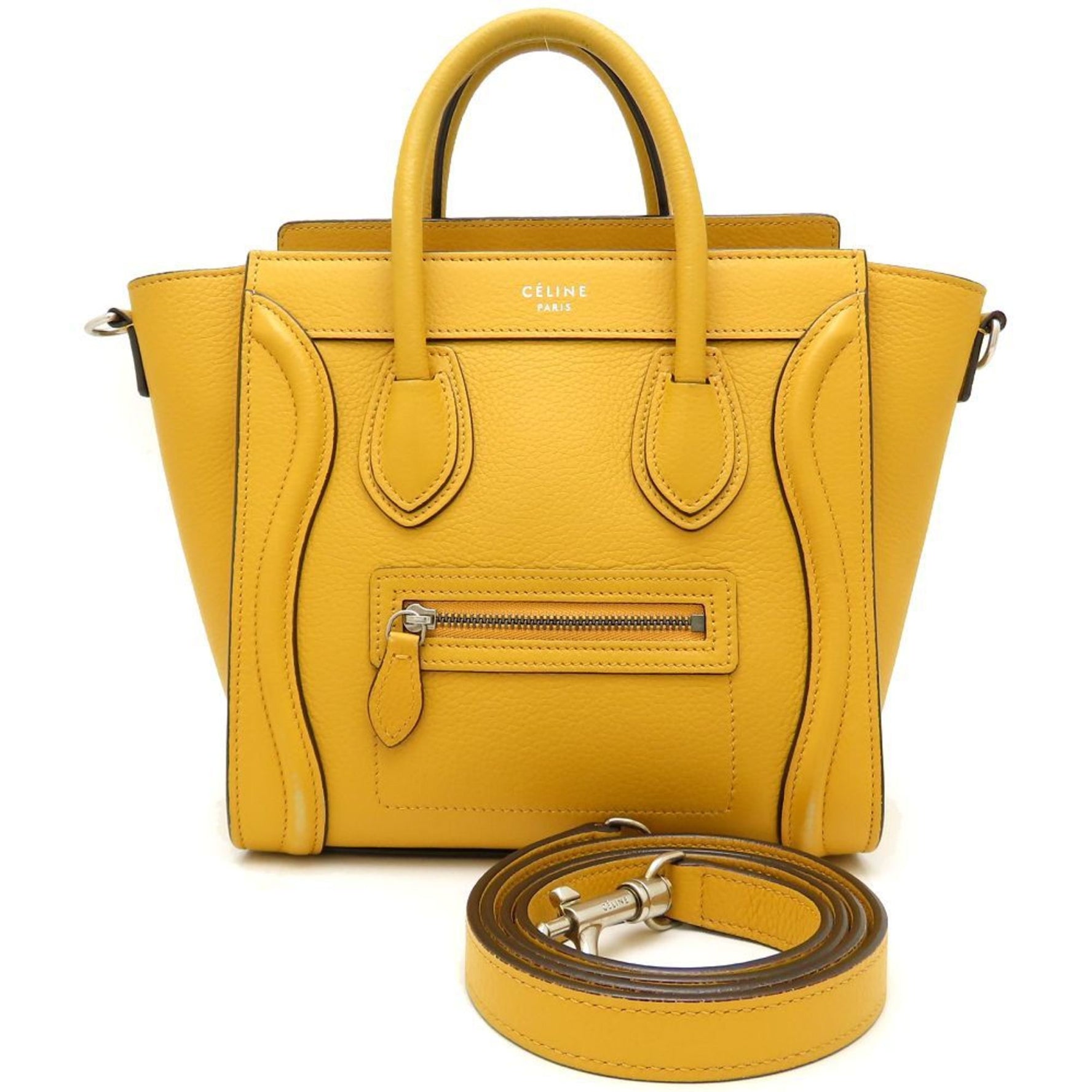 CELINE Luggage Nano Handbag in Drummed Calfskin