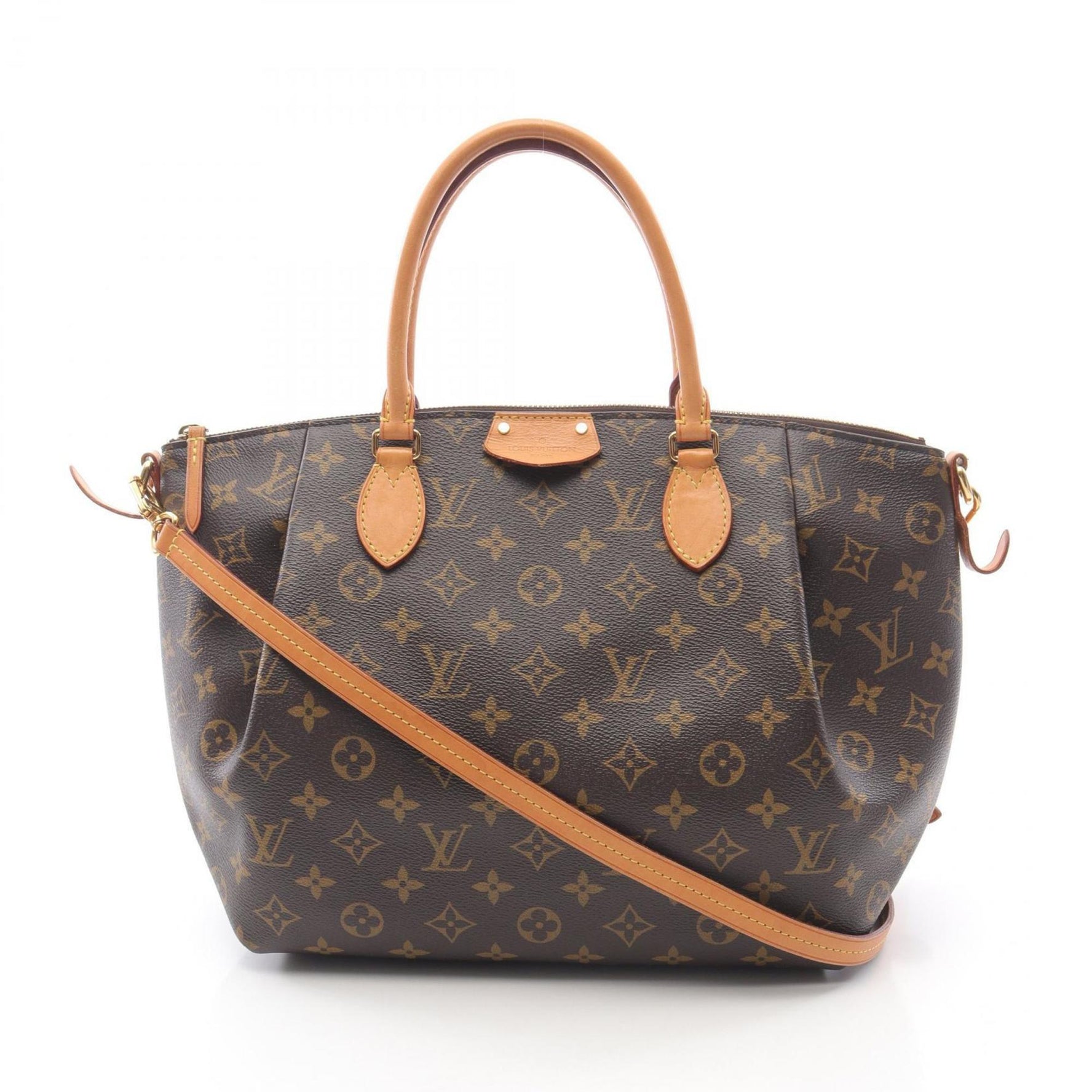 Louis Vuitton Turen MM Handbag, Coated Canvas and Leather, Monogram, Brown