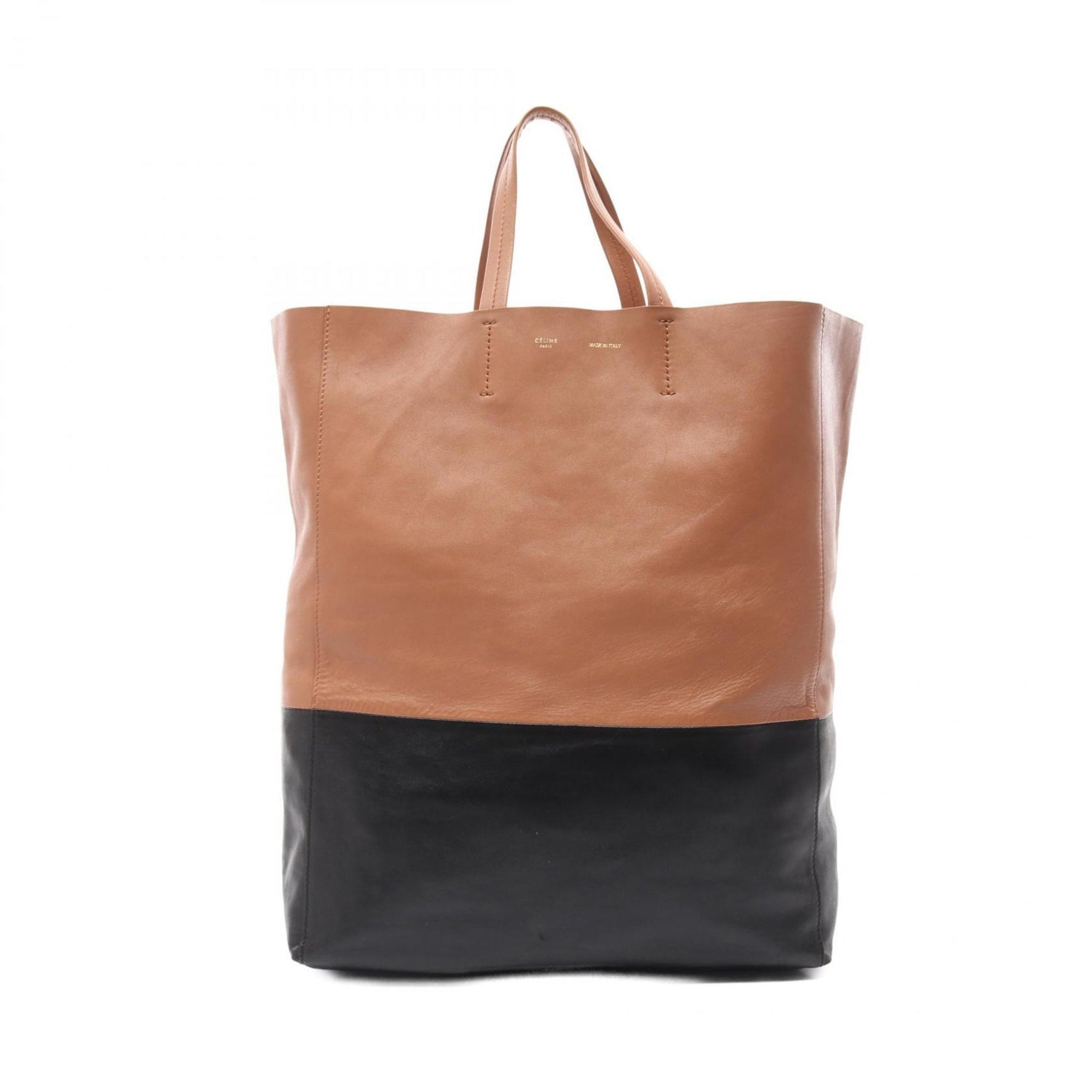 Celine Horizontal Cabas Tote Bag, Leather, Brown and Black