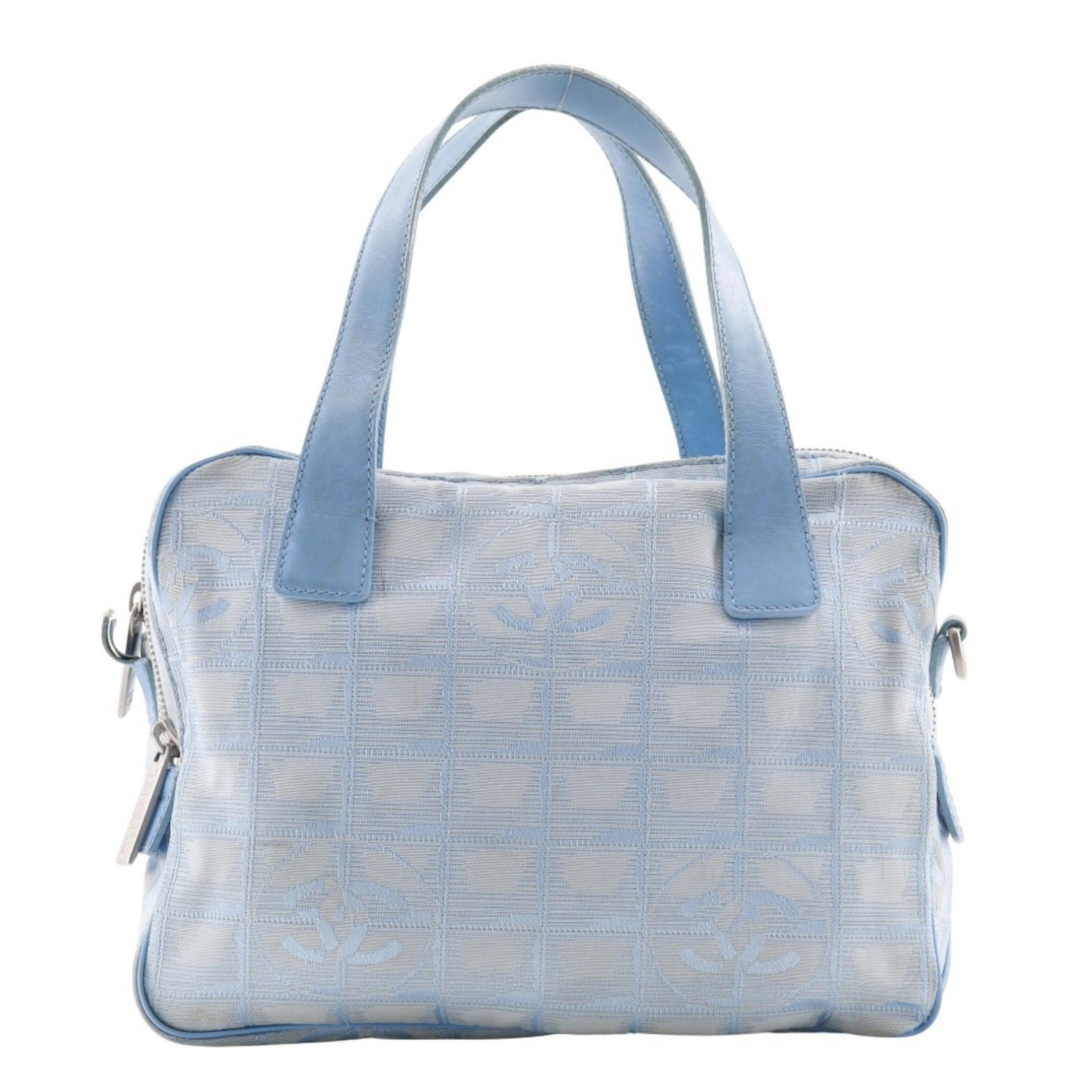 CHANEL New Travel Line Handbag Nylon Canvas Light Blue