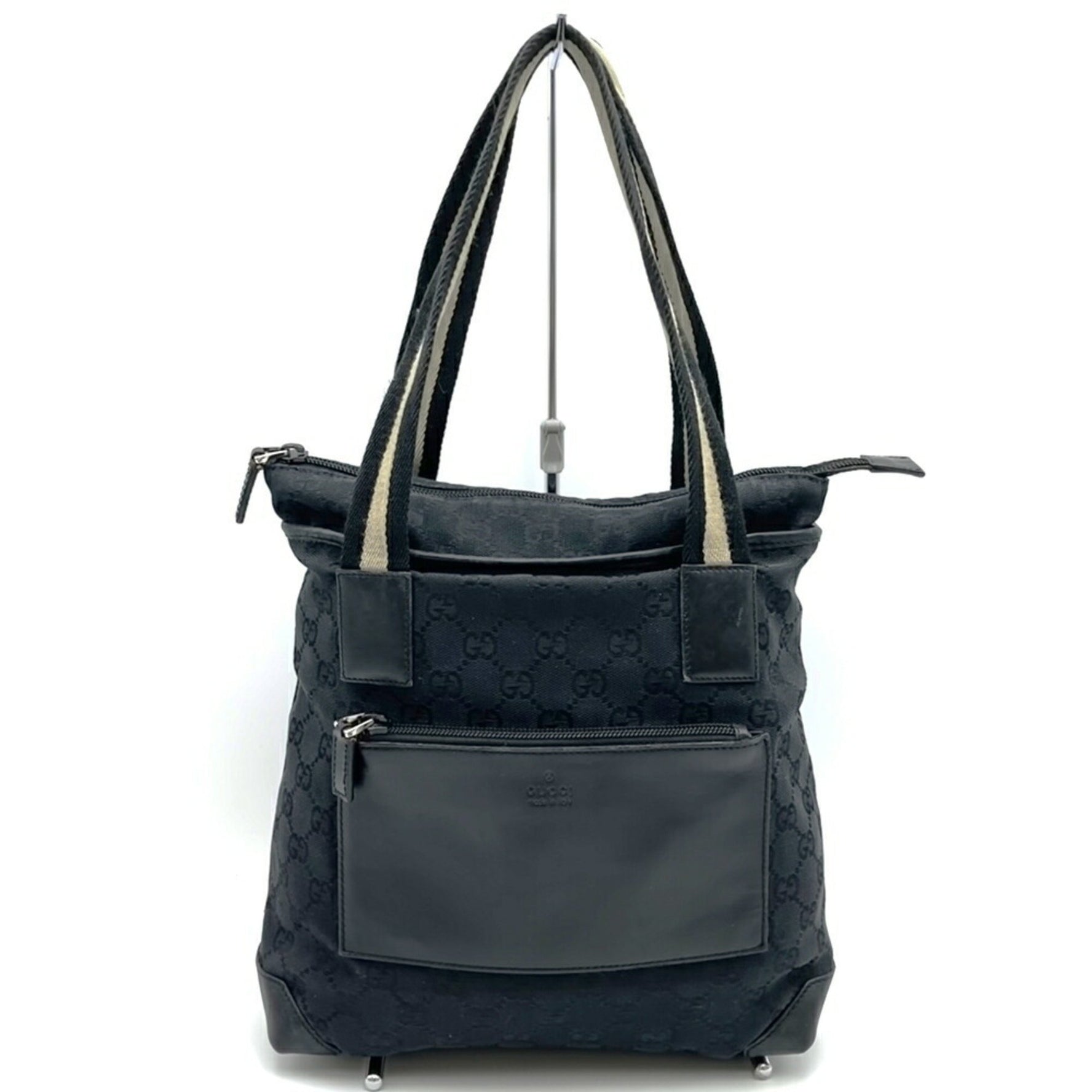 GUCCI 019 0402 Tote Bag GG Canvas Leather Men's