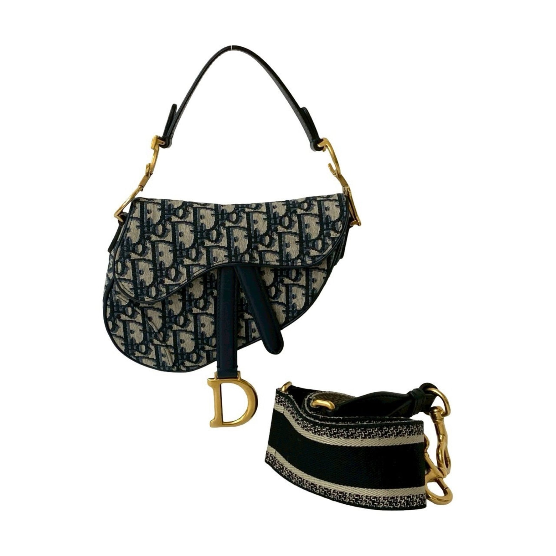 Christian Dior Saddle Bag, Oblique Pattern Canvas and Leather, Handbag/Shoulder