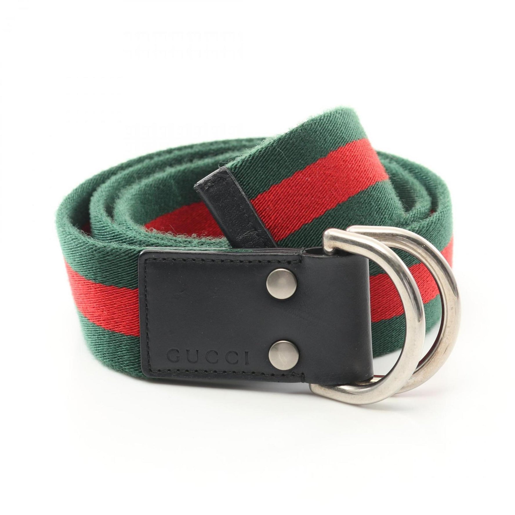 GUCCI Sherry Line Belt Clothing Canvas Leather Green Red Black