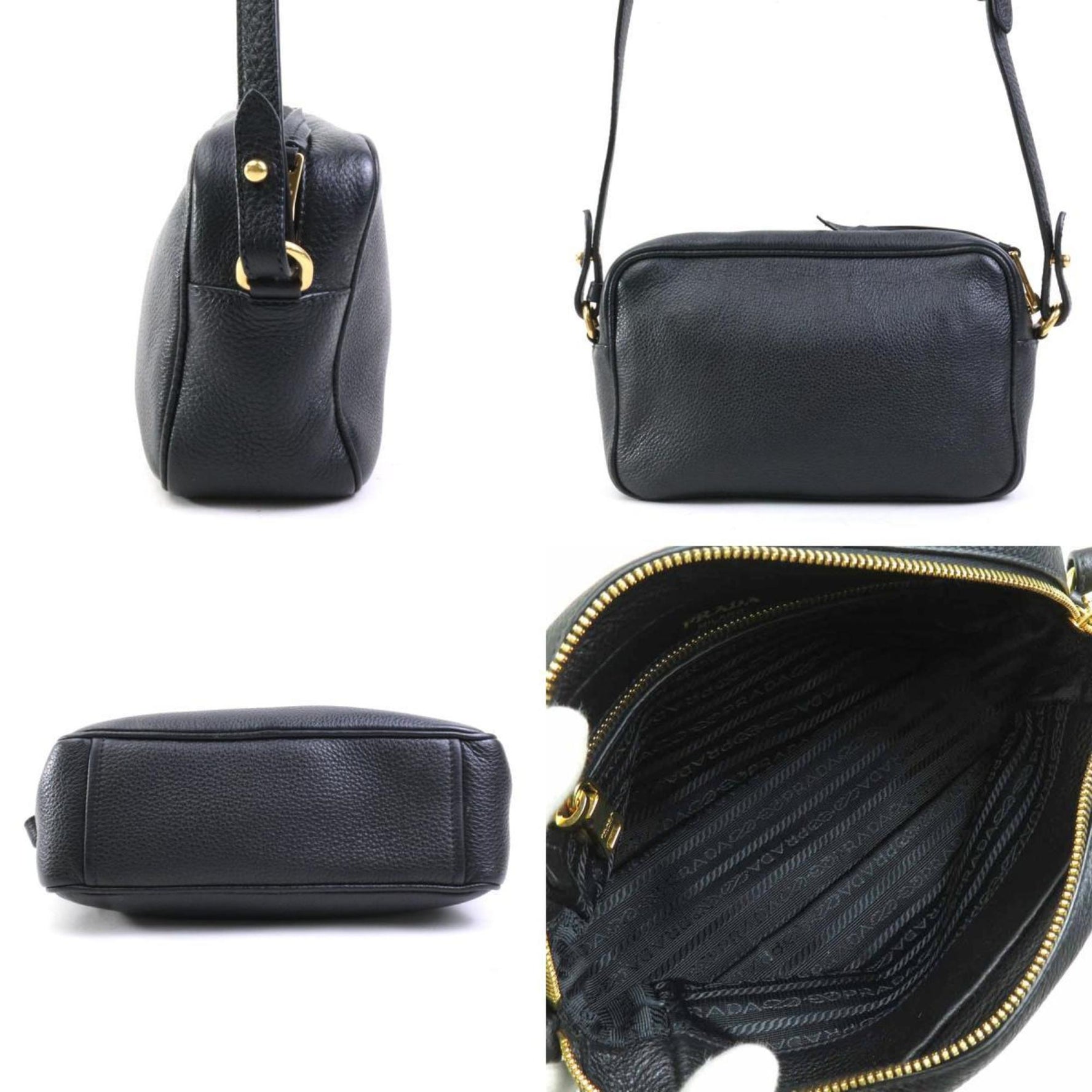 PRADA shoulder bag leather gold