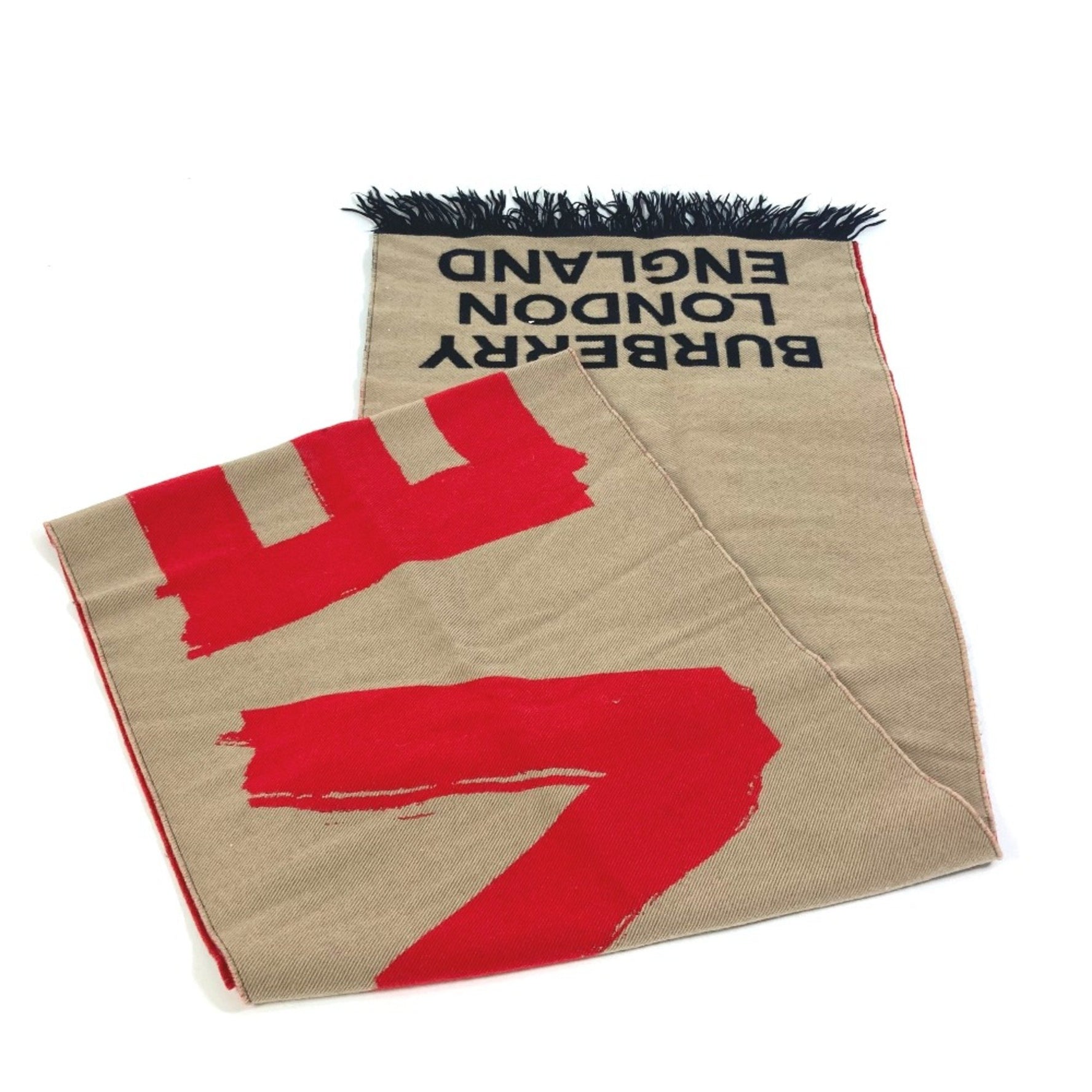 Burberry fringe LOVE Scarf Red