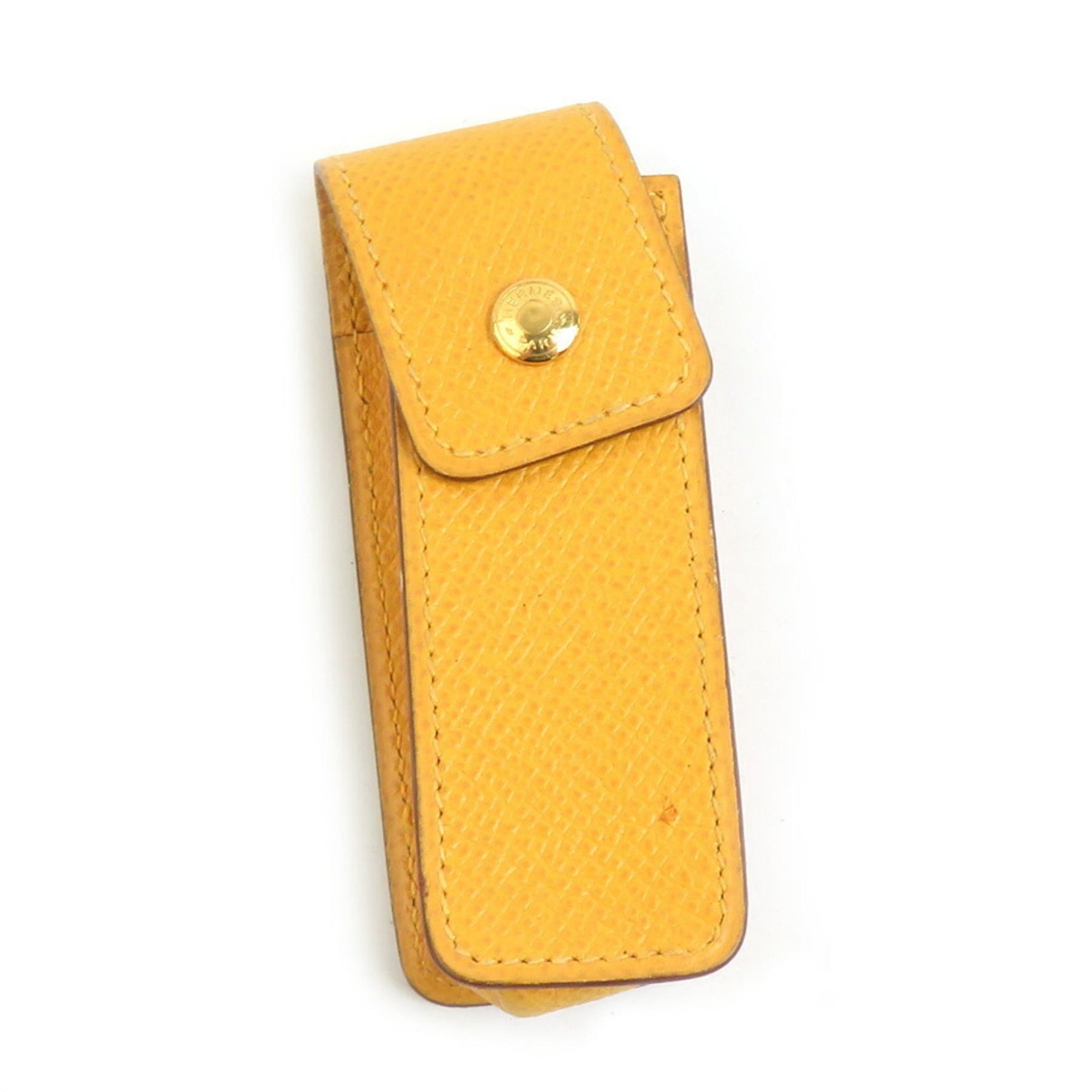 Hermes Gum Case/Lipstick Case Bag/Pouch Leather Gold