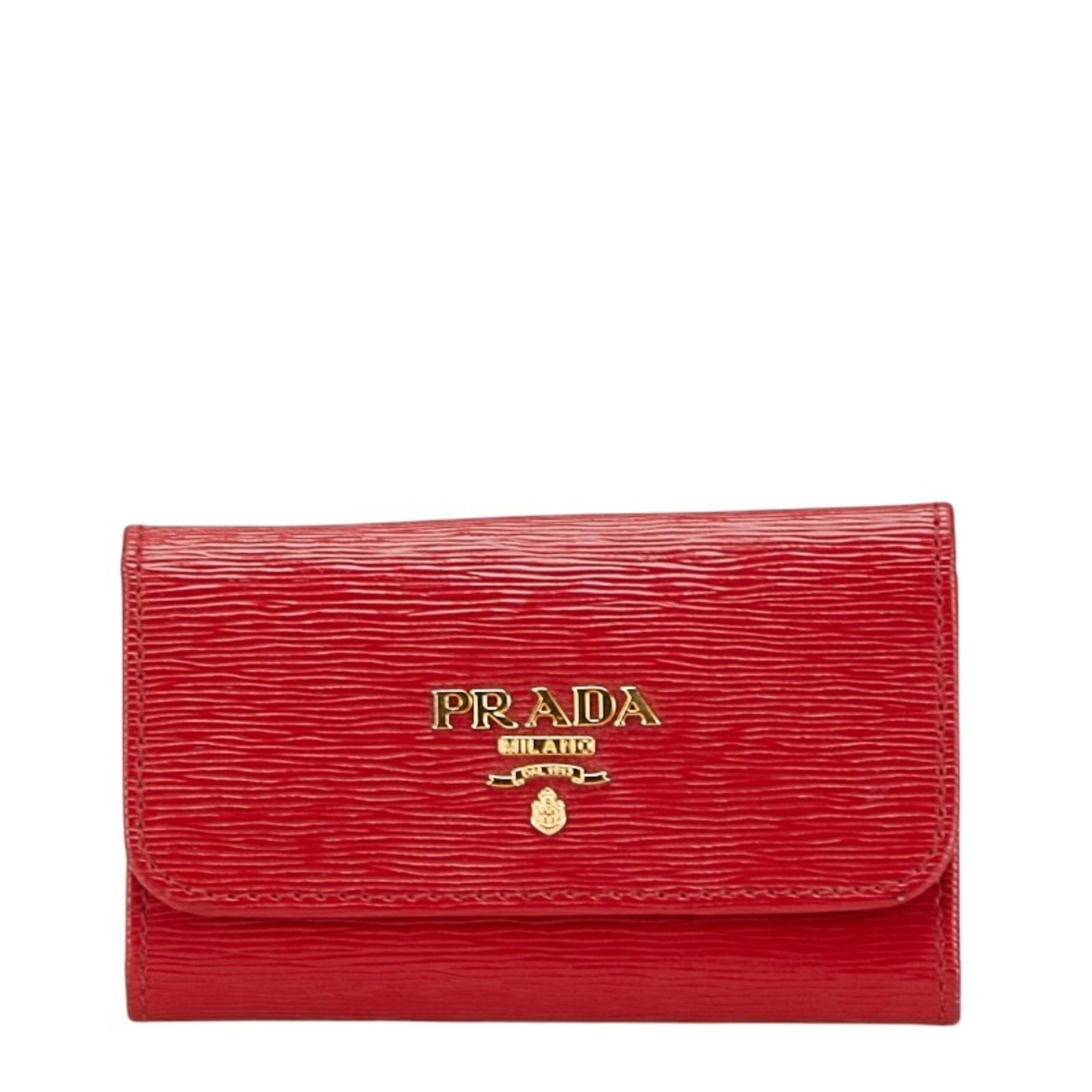 Prada key case with metal fittings, red leather
