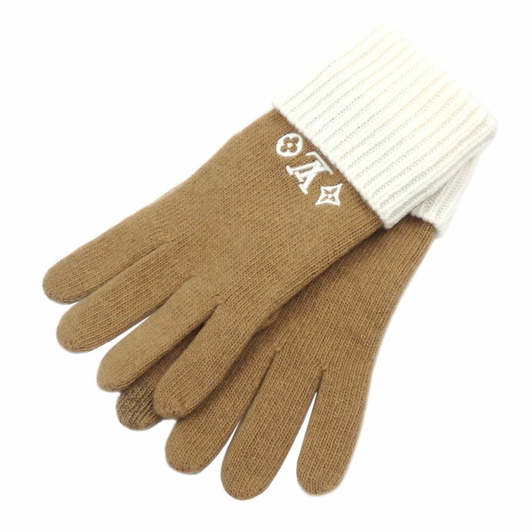 Louis Vuitton LV Headline Gloves, Camel, Off-White Wool