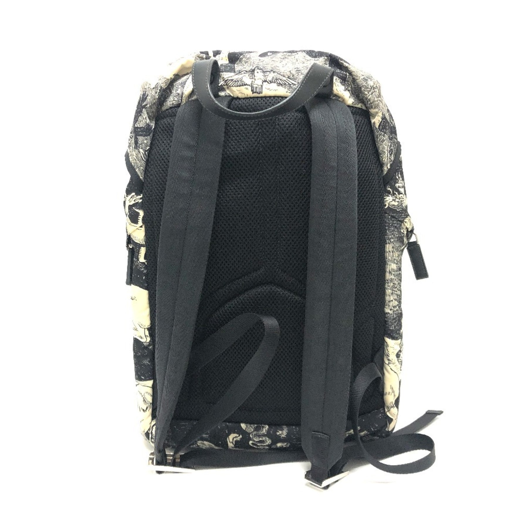 PRADA Animal Print Backpack Bag Rucksack Nylon Men's Black
