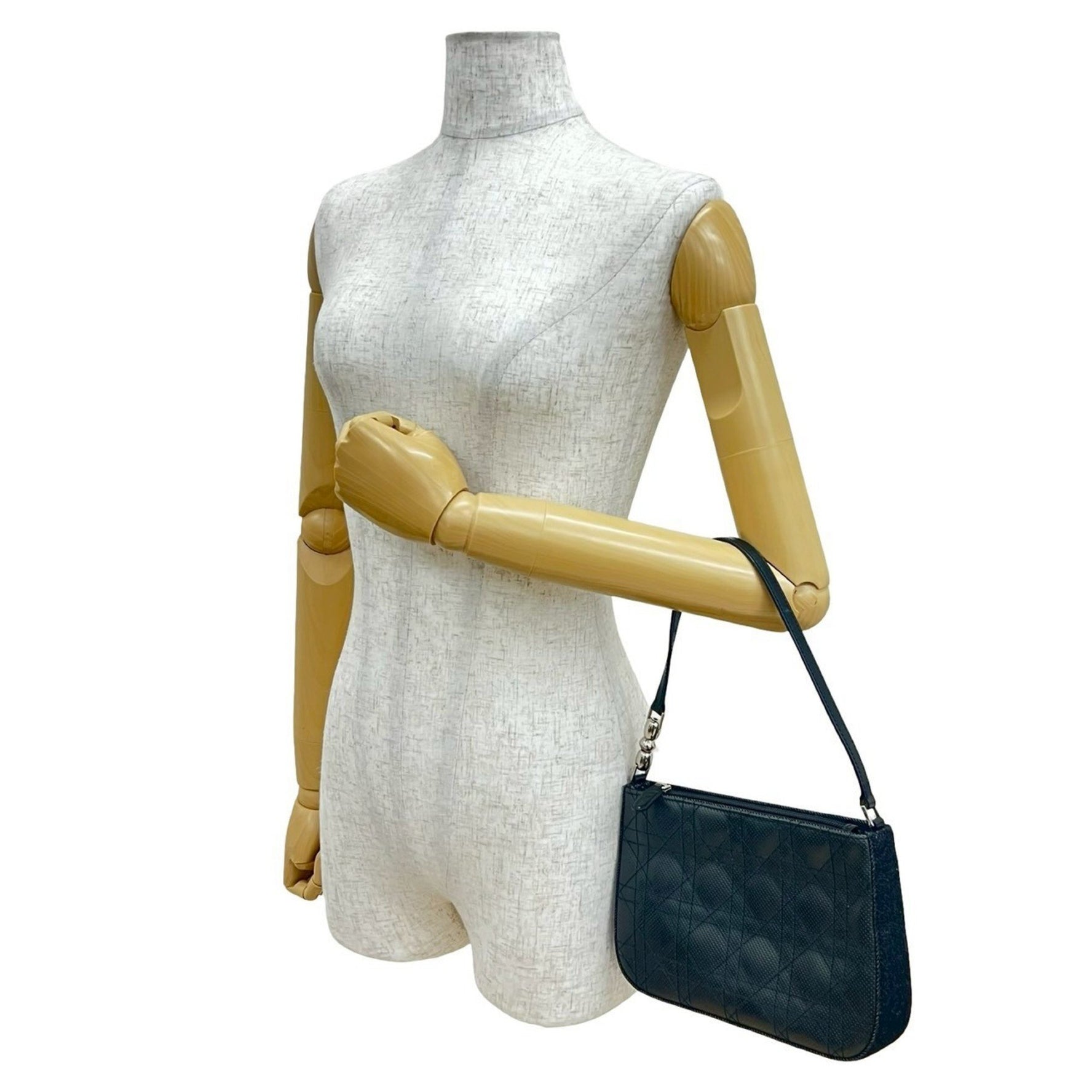 Christian Dior Cannage Stitched Perforated Leather Semi-One Shoulder Bag