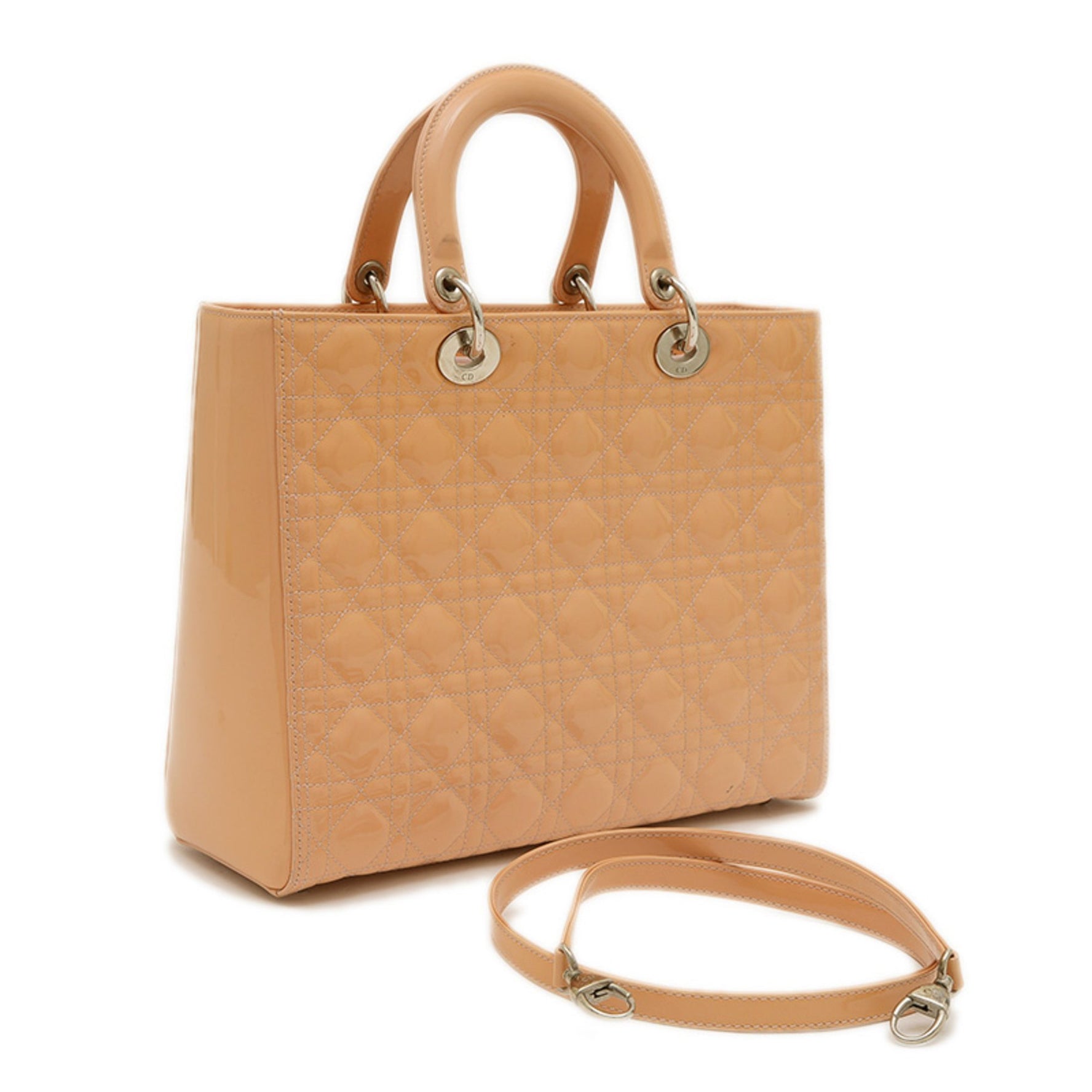 Christian Dior Dior Lady Cannage Large Bag Handbag Patent BP
