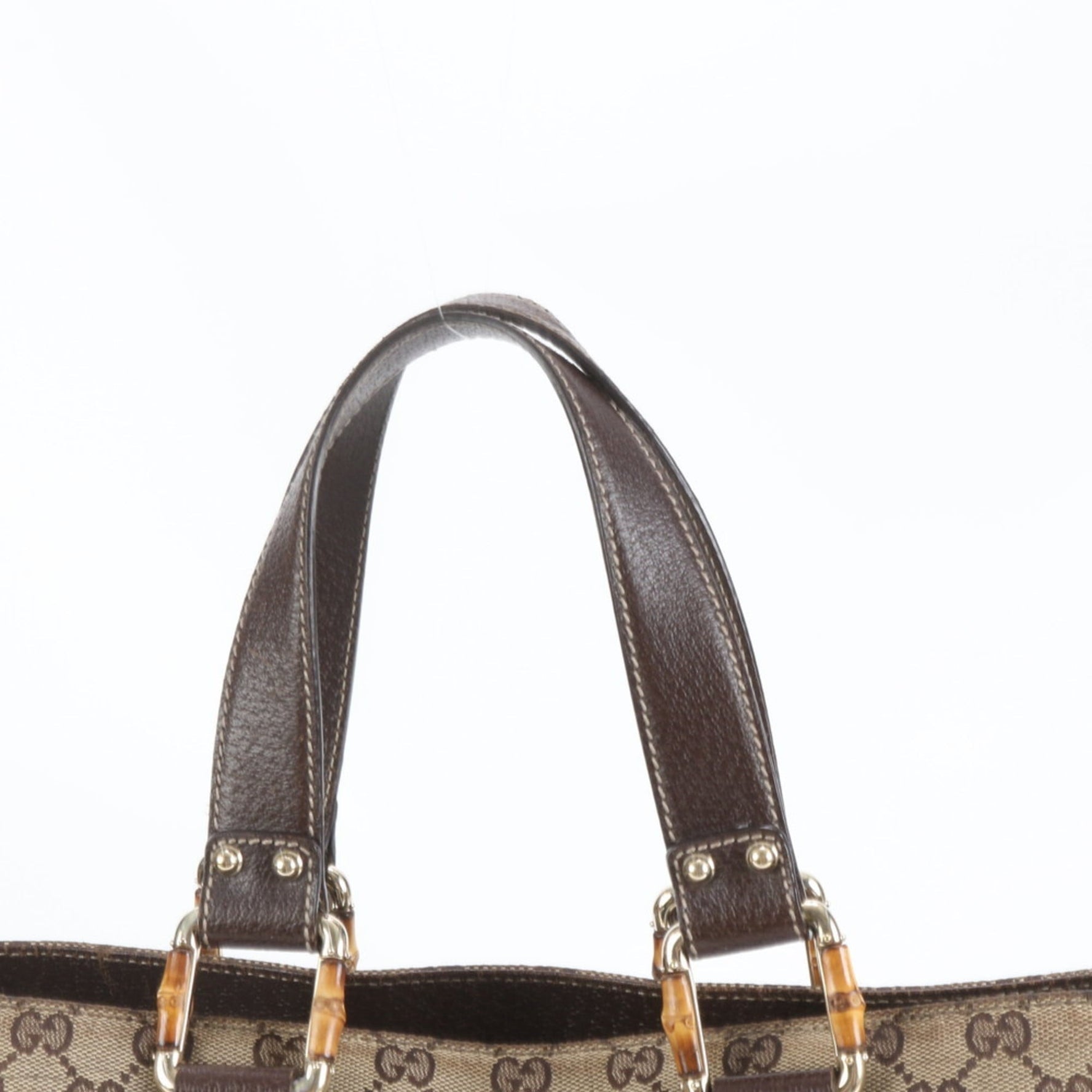 Gucci GG Canvas Bamboo Leather Tote Bag, Shoulder Handbag