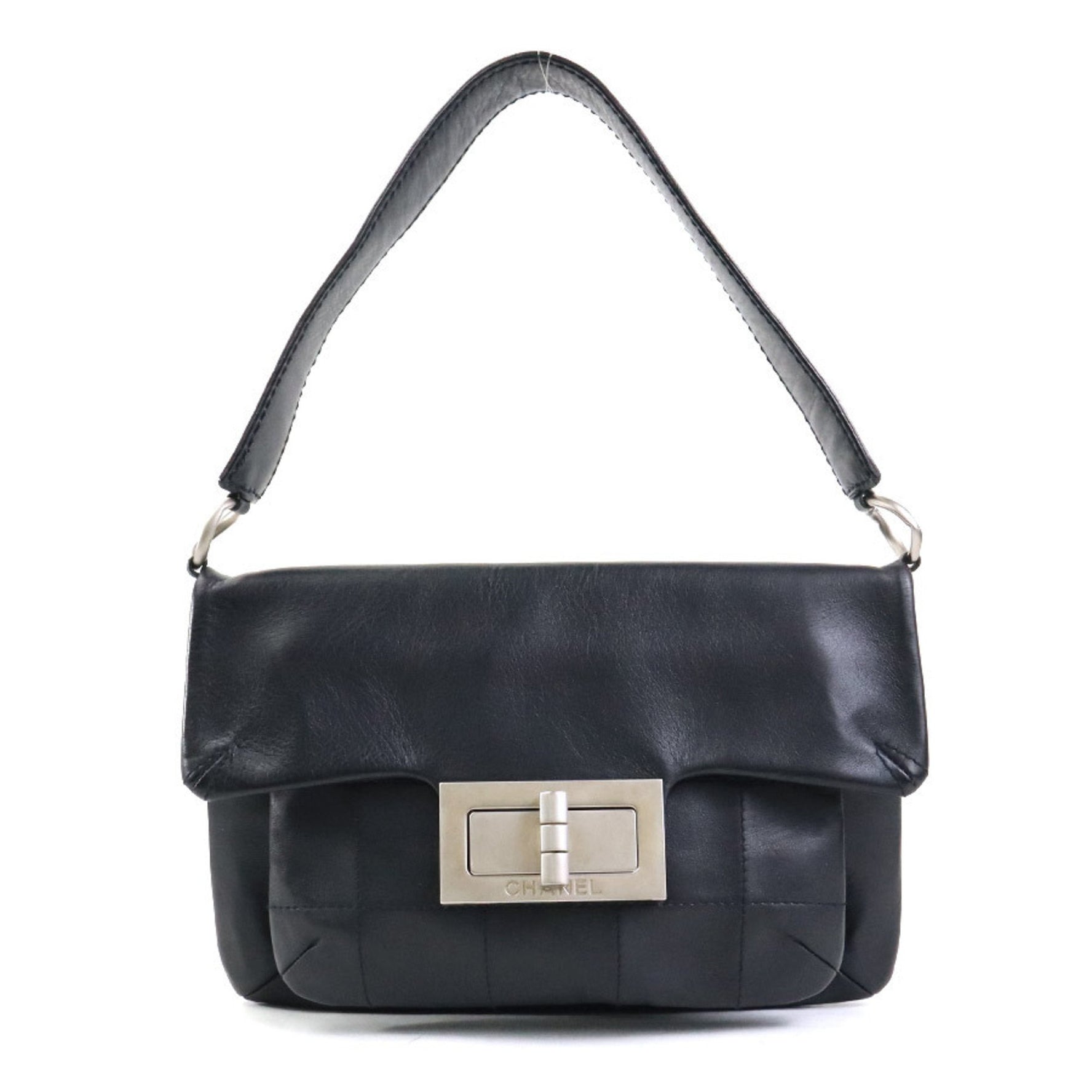 CHANEL Shoulder Bag 2.55 Leather Silver